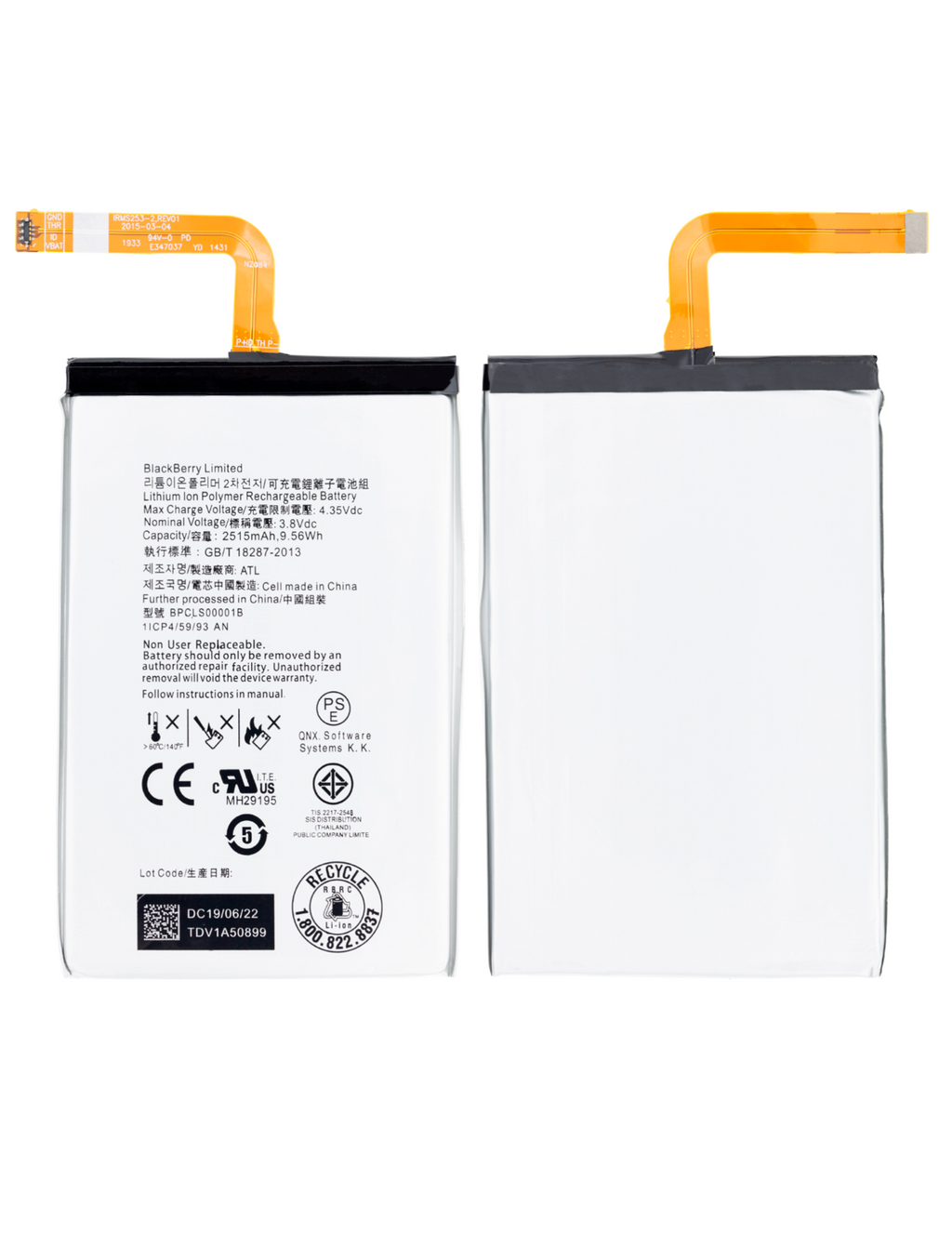 Replacement battery for BlackBerry Classic Q20 (BPCLS00001B)