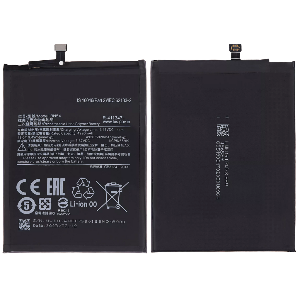 Replacement battery for Xiaomi Redmi Note 9 / Redmi 9 / Redmi 10x 4G / Mi 10 Lite 5G (BN54)
