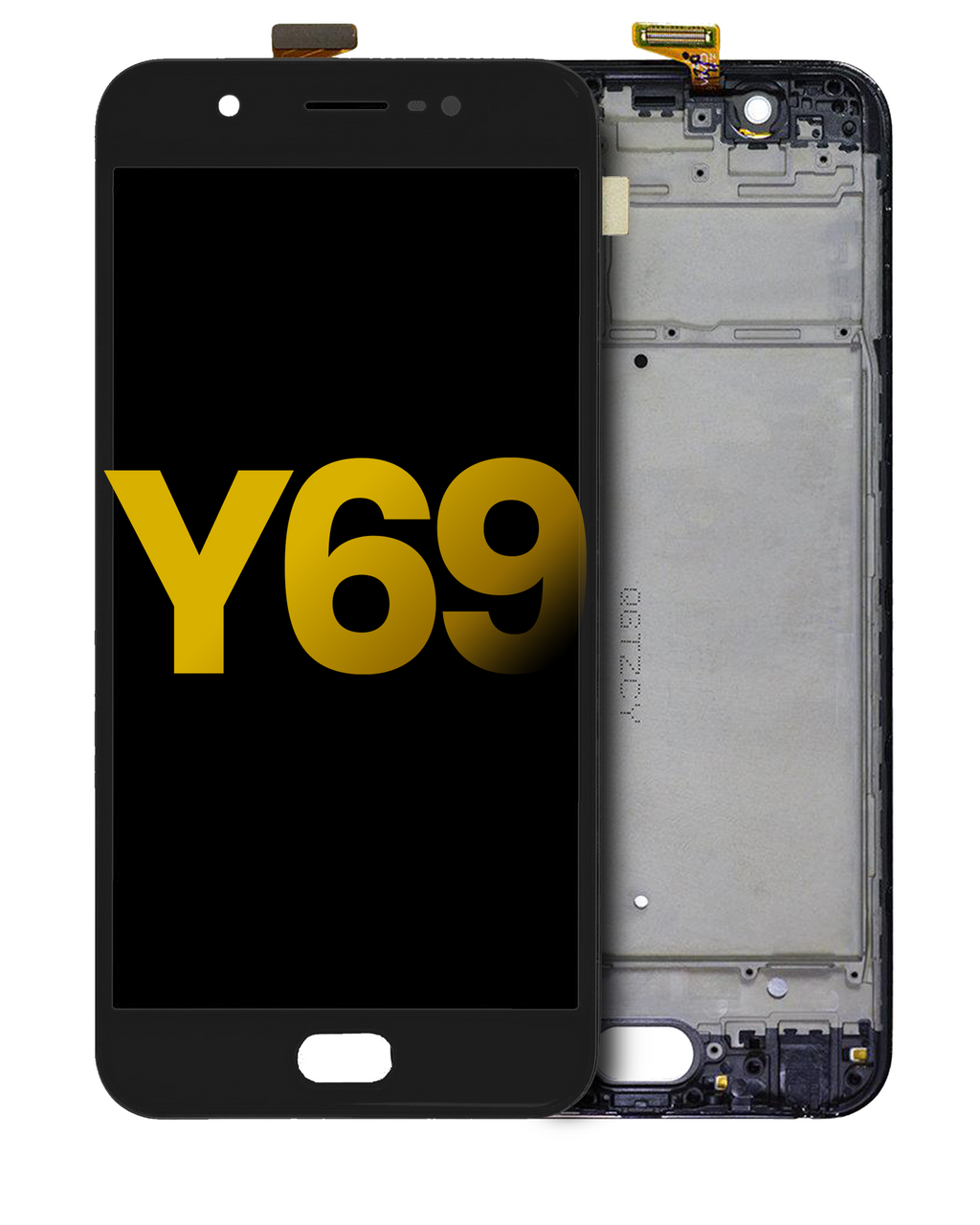 LCD-Montage mit Rahmen für Vivo Y69 (Refurbished) (Matte Black)
