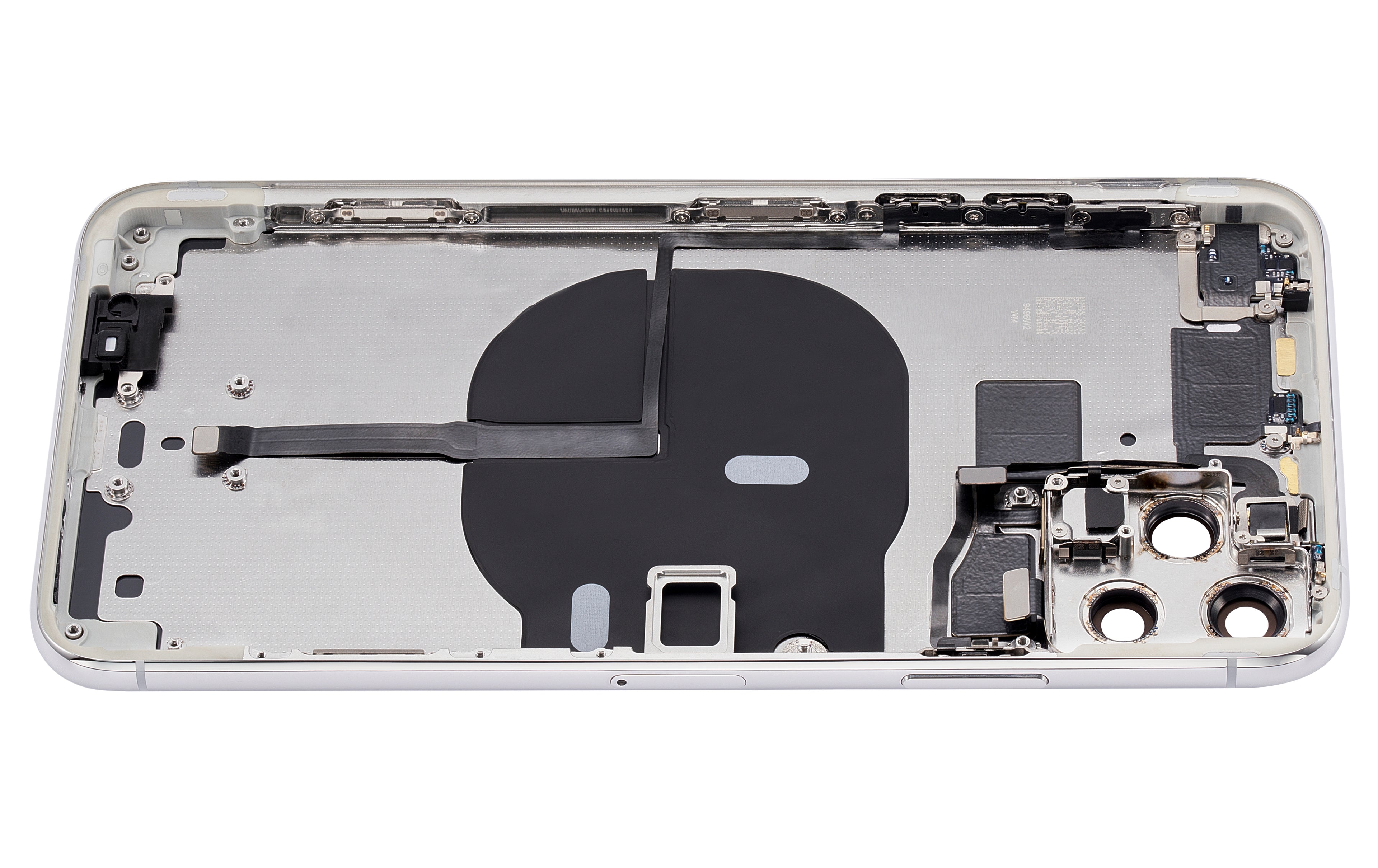 Backcover/Rahmen mit Kleinteilen für iPhone 11 Pro Max (o. Logo, AM Plus, Silber