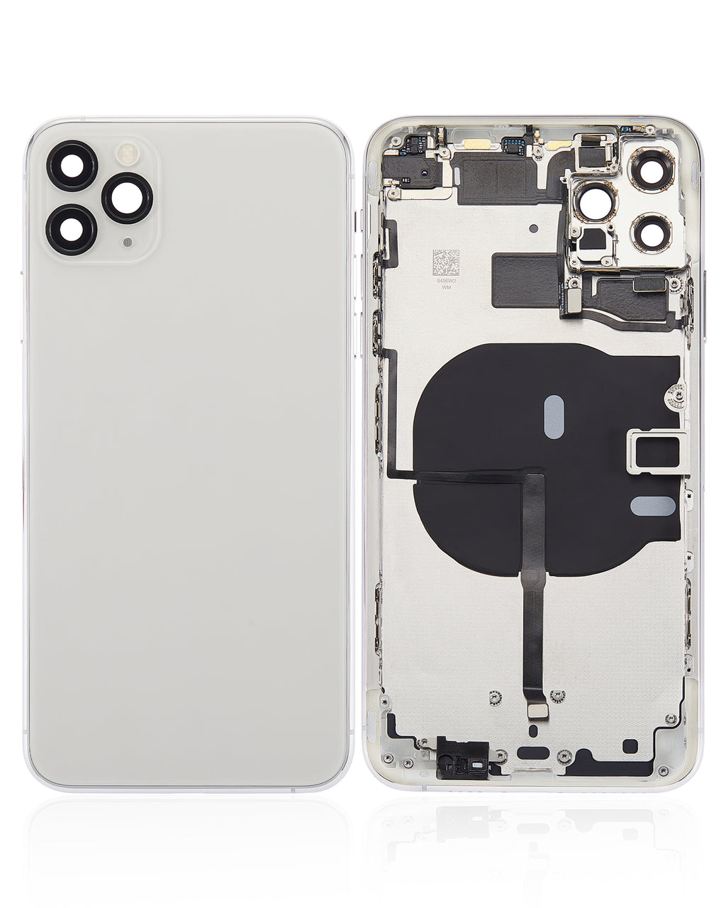 Backcover/Rahmen mit Kleinteilen für iPhone 11 Pro Max (o. Logo, AM Plus, Silber