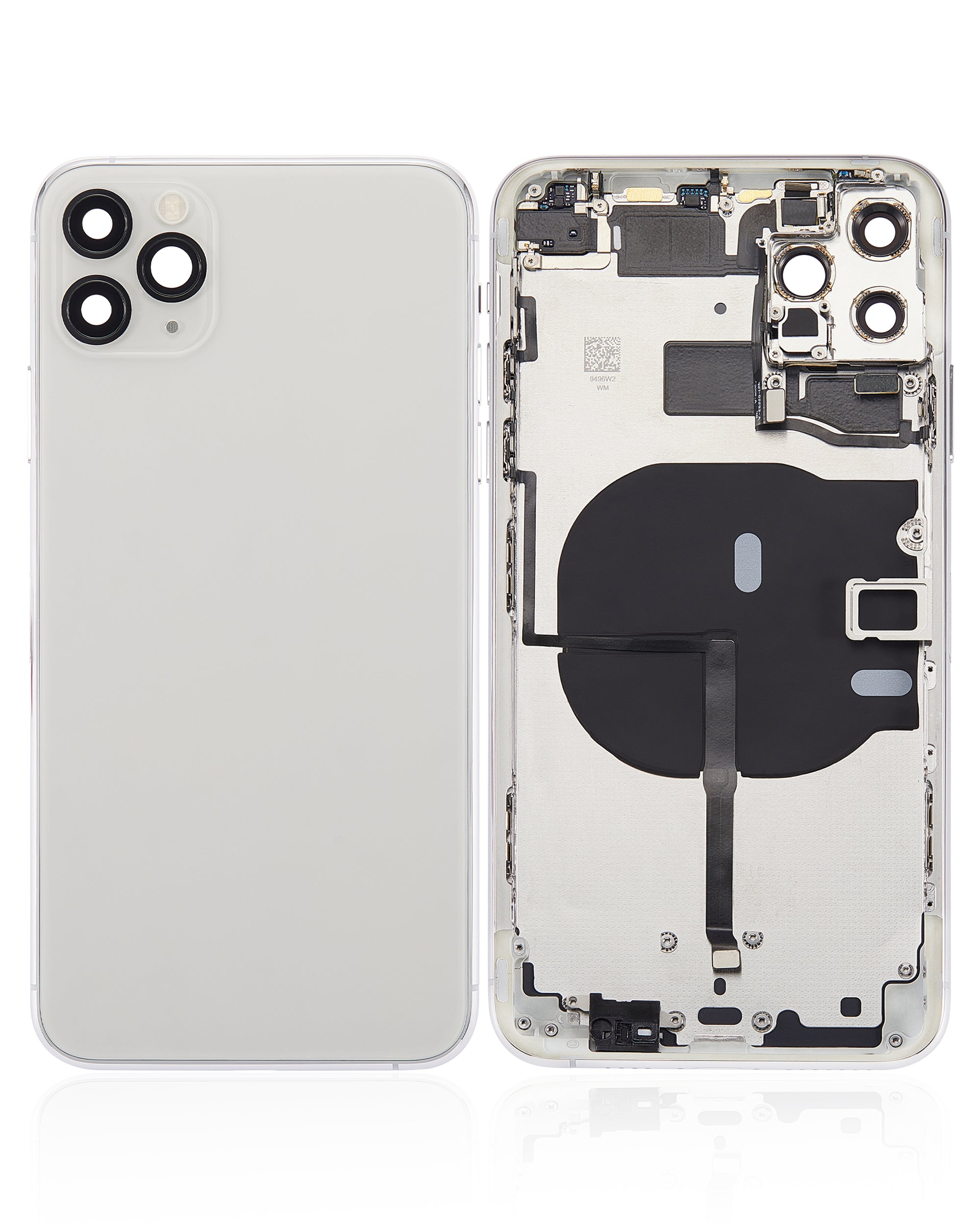 Backcover/Rahmen mit Kleinteilen für iPhone 11 Pro Max (o. Logo, AM Plus, Silber