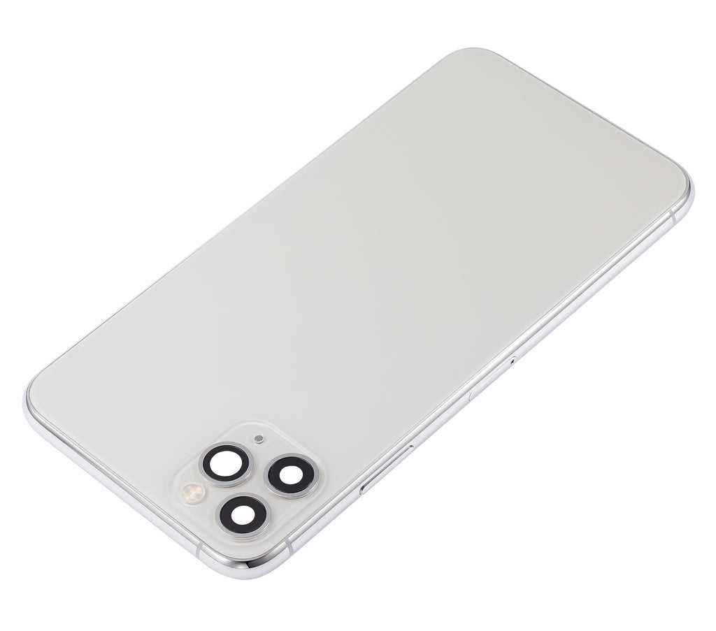 Backcover/Rahmen mit Kleinteilen für iPhone 11 Pro Max (o. Logo, AM Plus, Silber