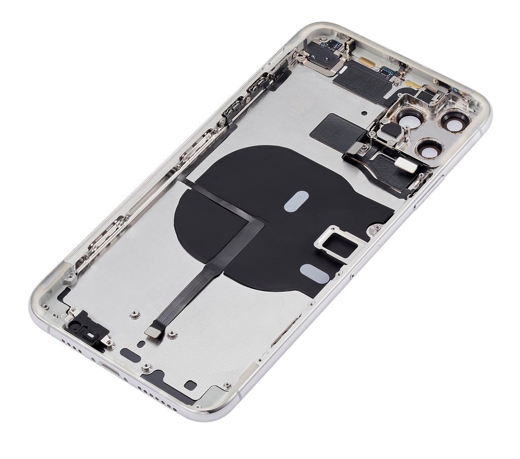 Backcover/Rahmen mit Kleinteilen für iPhone 11 Pro Max (o. Logo, AM Plus, Silber