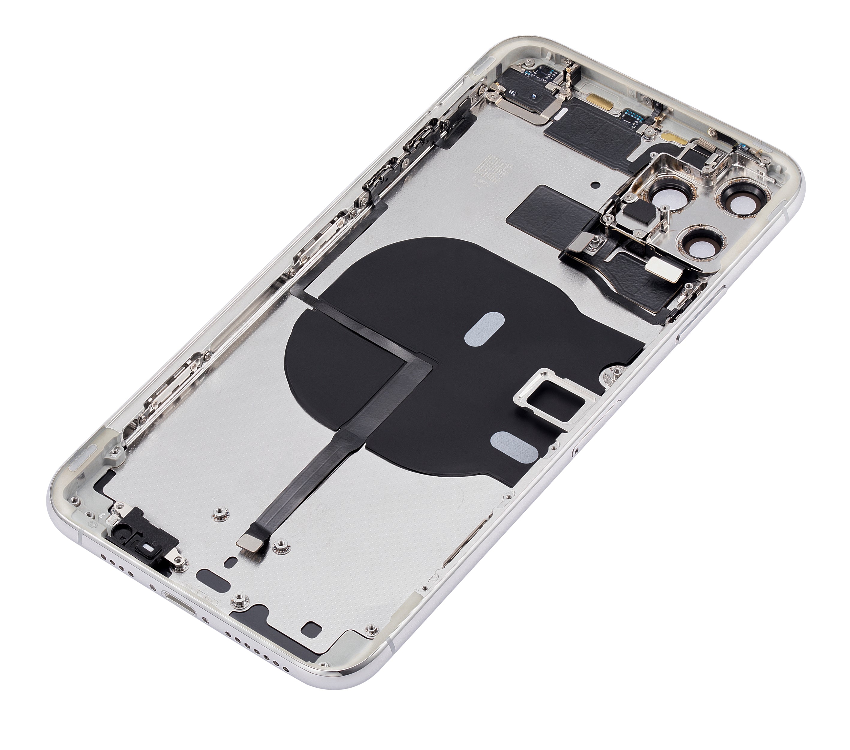 Backcover/Rahmen mit Kleinteilen für iPhone 11 Pro Max (o. Logo, AM Plus, Silber