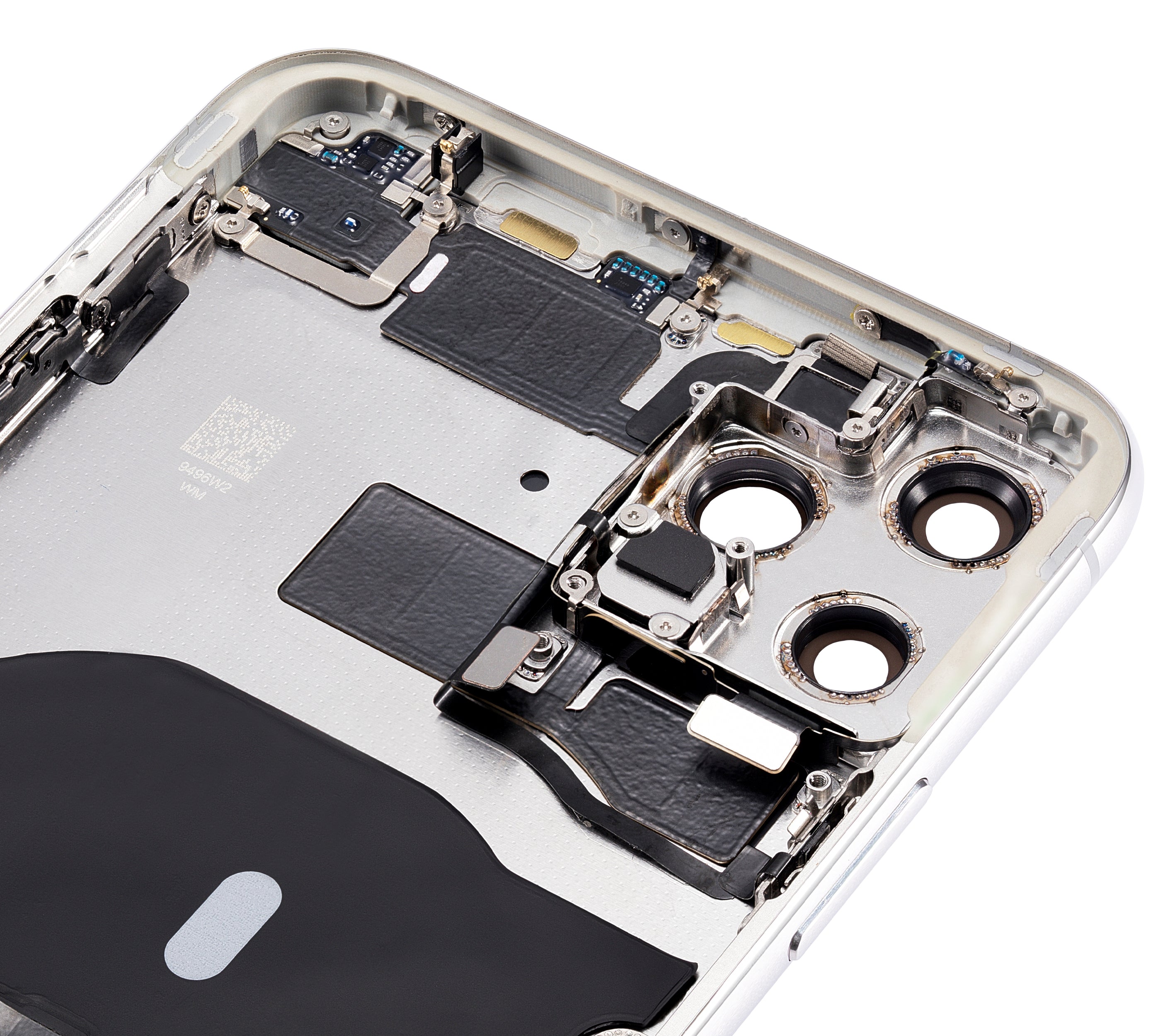 Backcover/Rahmen mit Kleinteilen für iPhone 11 Pro Max (o. Logo, AM Plus, Silber