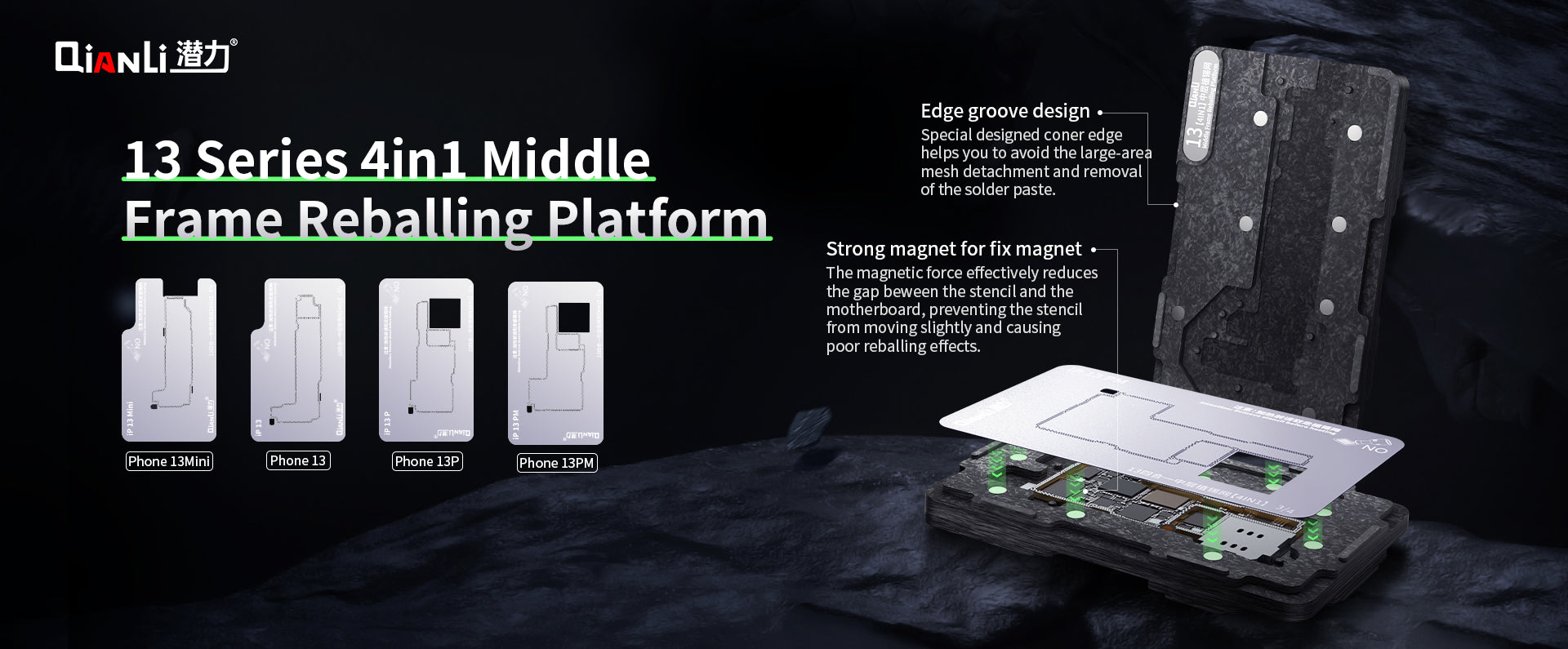 4in1 Midframe-Reballing-Plattform ohne Abdeckung für Apple iPhone 13(Qianli)