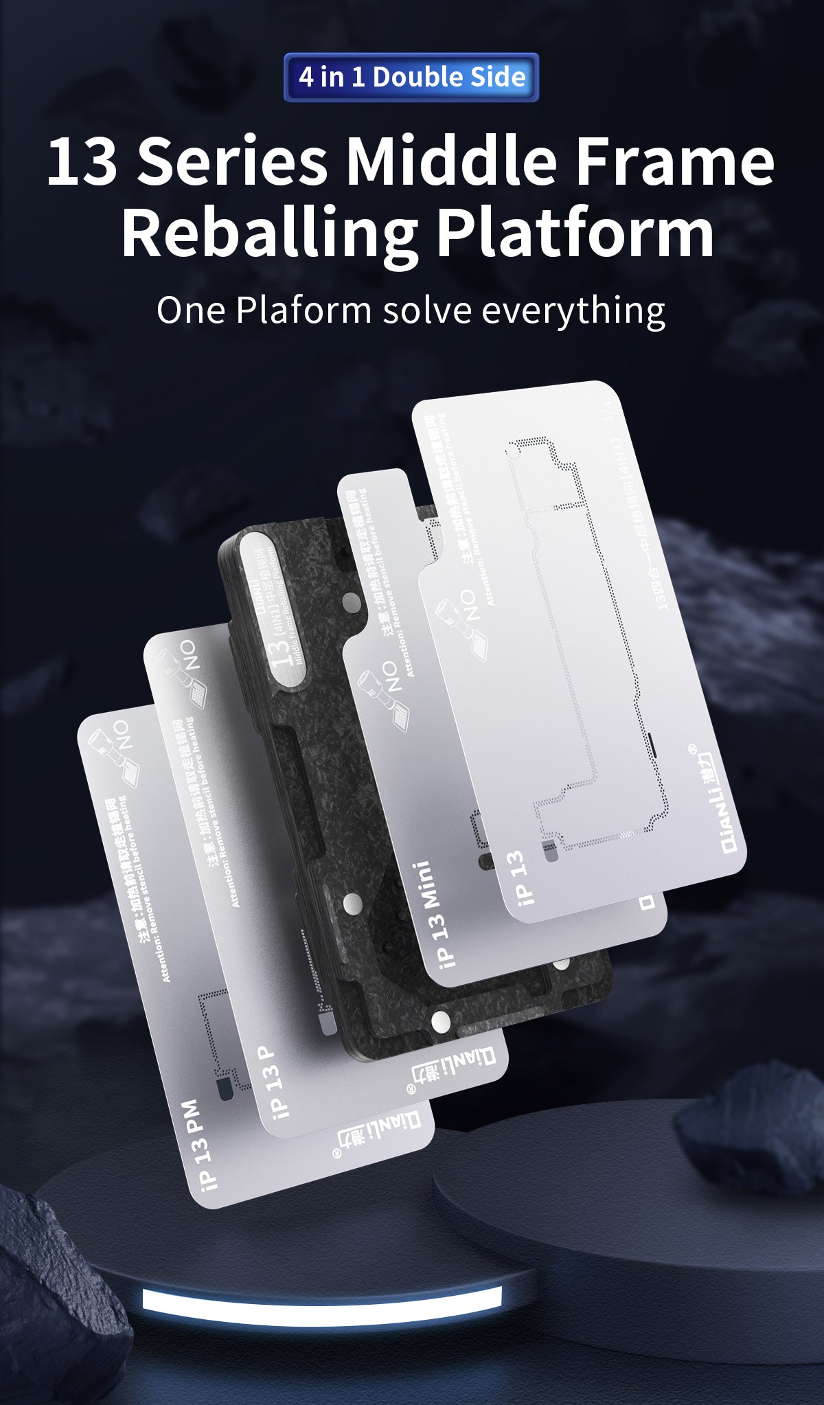4in1 Midframe-Reballing-Plattform ohne Abdeckung für Apple iPhone 13(Qianli)