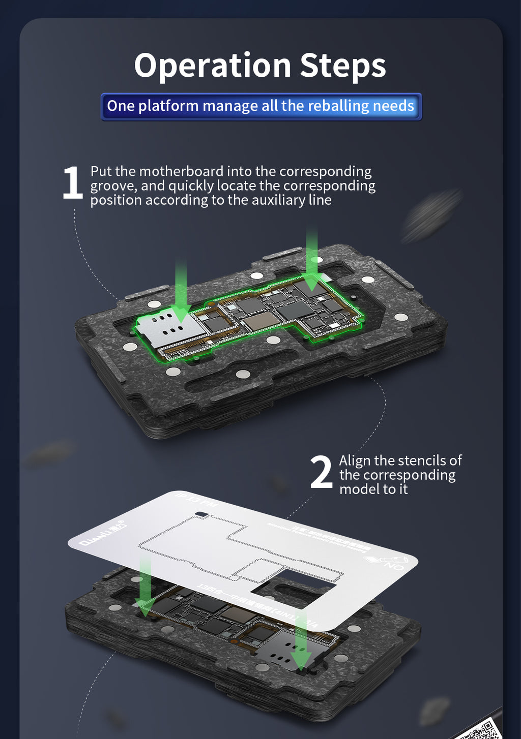 4in1 Midframe-Reballing-Plattform ohne Abdeckung für Apple iPhone 13(Qianli)