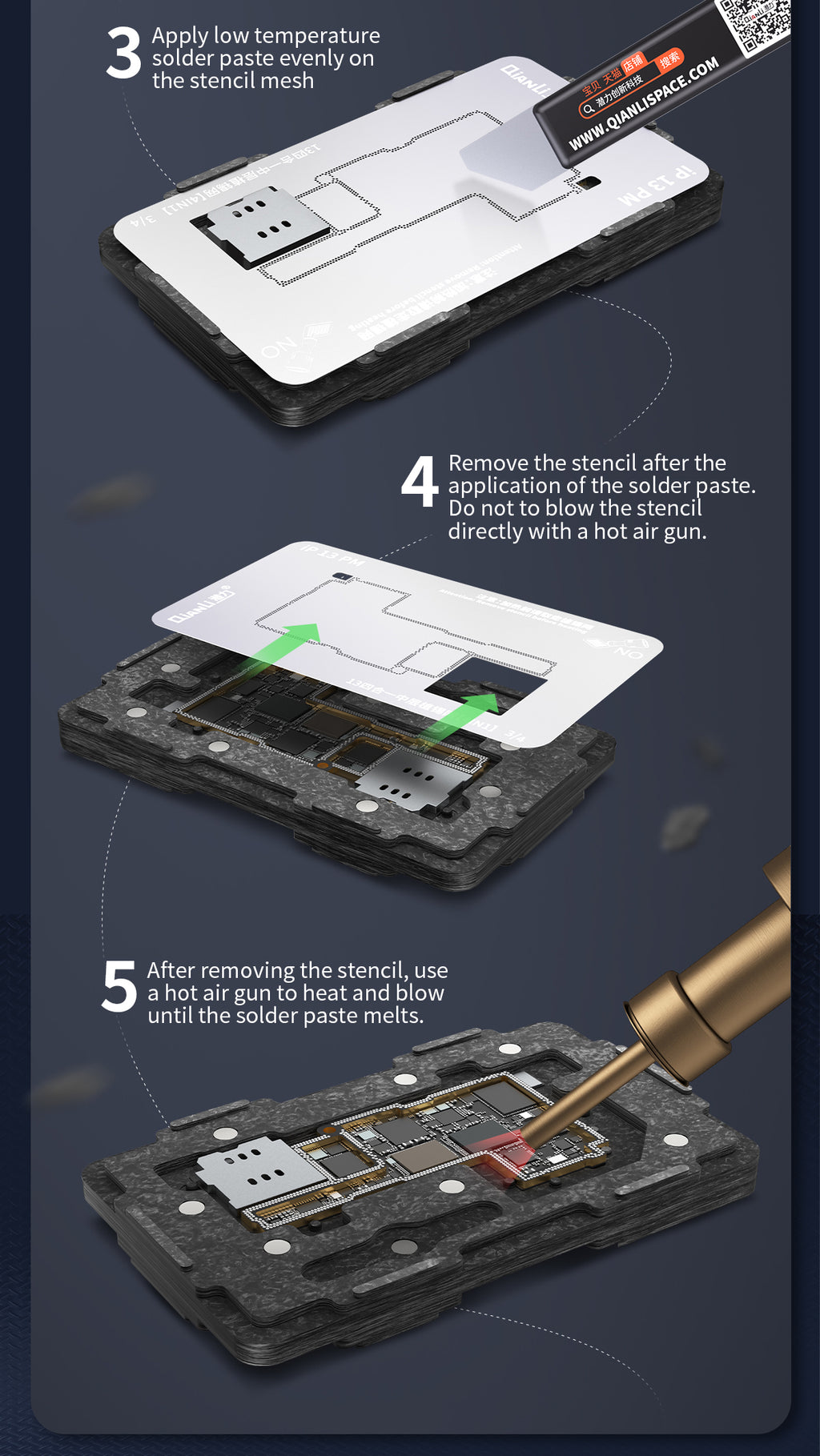 4in1 Midframe-Reballing-Plattform ohne Abdeckung für Apple iPhone 13(Qianli)