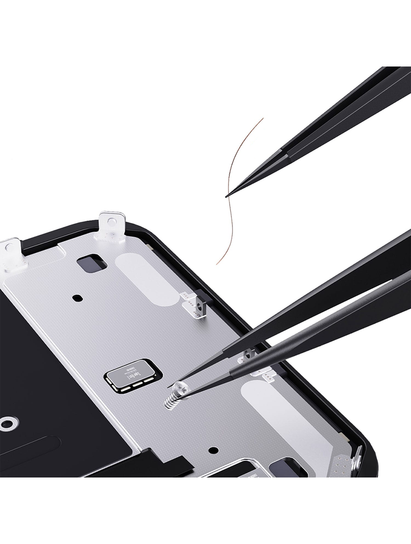 iNeeZy Handcrafted Non-Magnetic Stainless Steel Tweezers (Qianli) (Black - Wide)