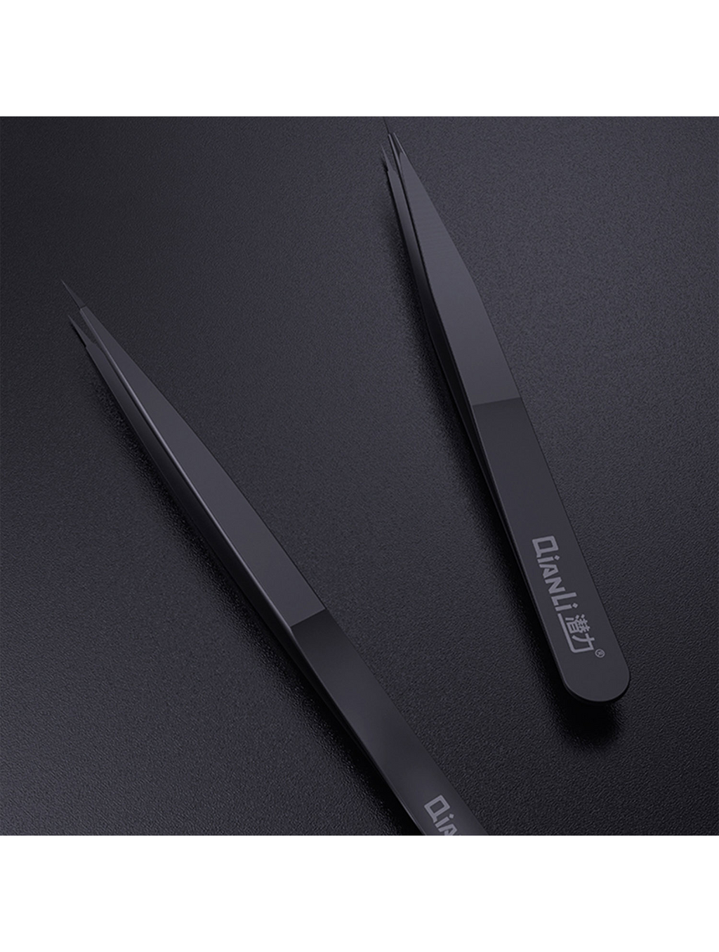 iNeeZy Handcrafted Non-Magnetic Stainless Steel Tweezers (Qianli) (Black - Wide)