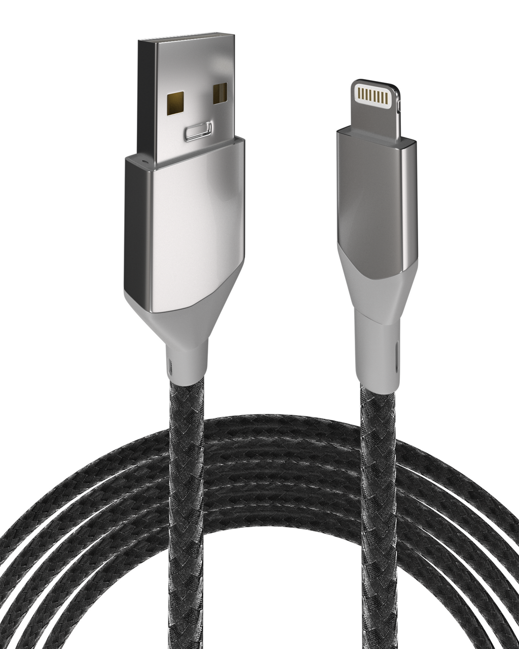 USB Type-A to Lightning Cable (Non-MFI) (1 m / 3 ft) (AmpSentrix Infinity) (Silver)