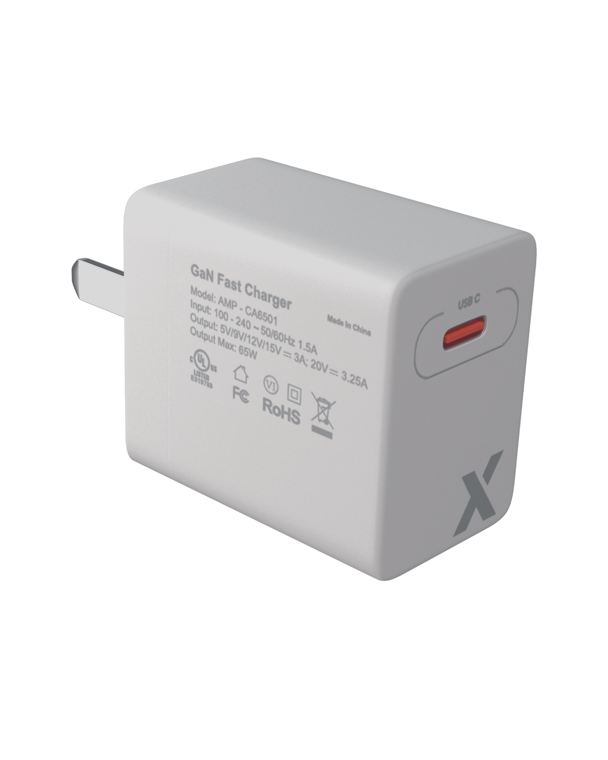 65W USB-C GaN Wandladegerät (AmpSentrix, 110V USA)