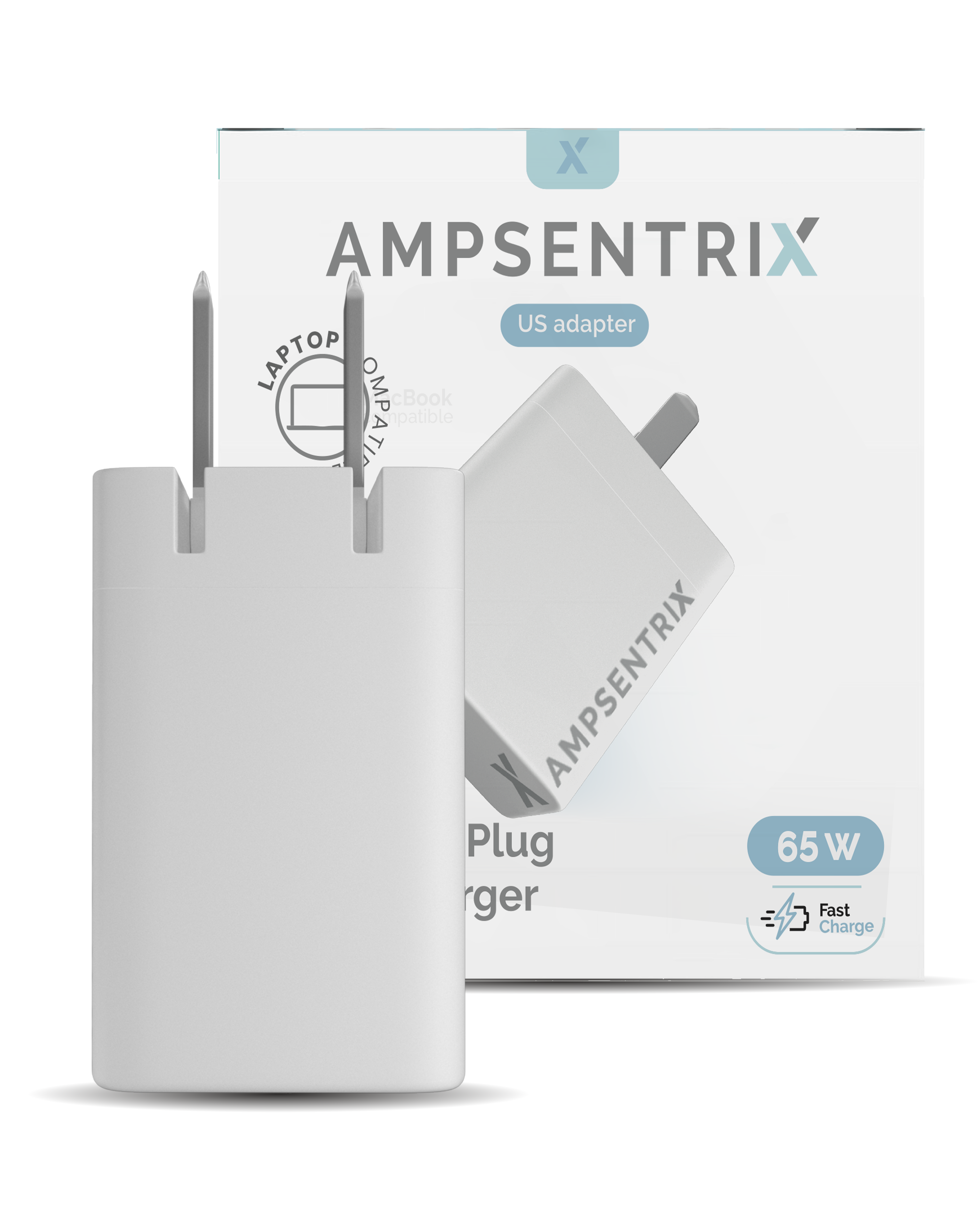 65W USB-C GaN Wandladegerät (AmpSentrix, 110V USA)