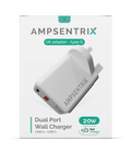 2-fach 20W USB Type-C und USB Type-A Wandladegerät (AmpSentrix, 220V UK)