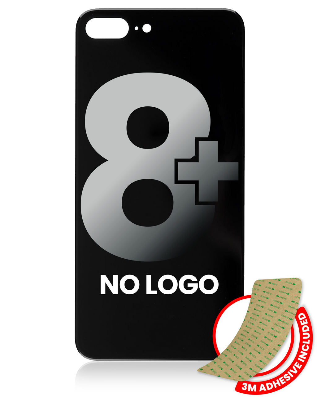Backcover für iPhone 8 Plus, Space Grau, ohne Logo, großes Kameraloch, 3M-Adhäsi