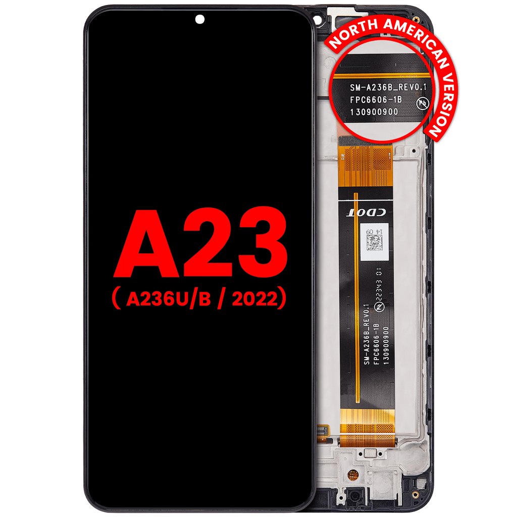 LCD-Display mit Rahmen für Samsung Galaxy A23 5G (A236U/B / 2022) (North American U/B Version) (Aftermarket Plus) (Alle Farben)