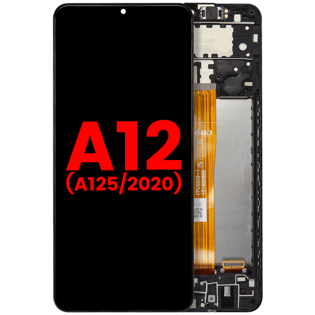 LCD-Display mit Rahmen für Samsung Galaxy A12 (A125 / 2020) (Aftermarket Plus) (Alle Farben)