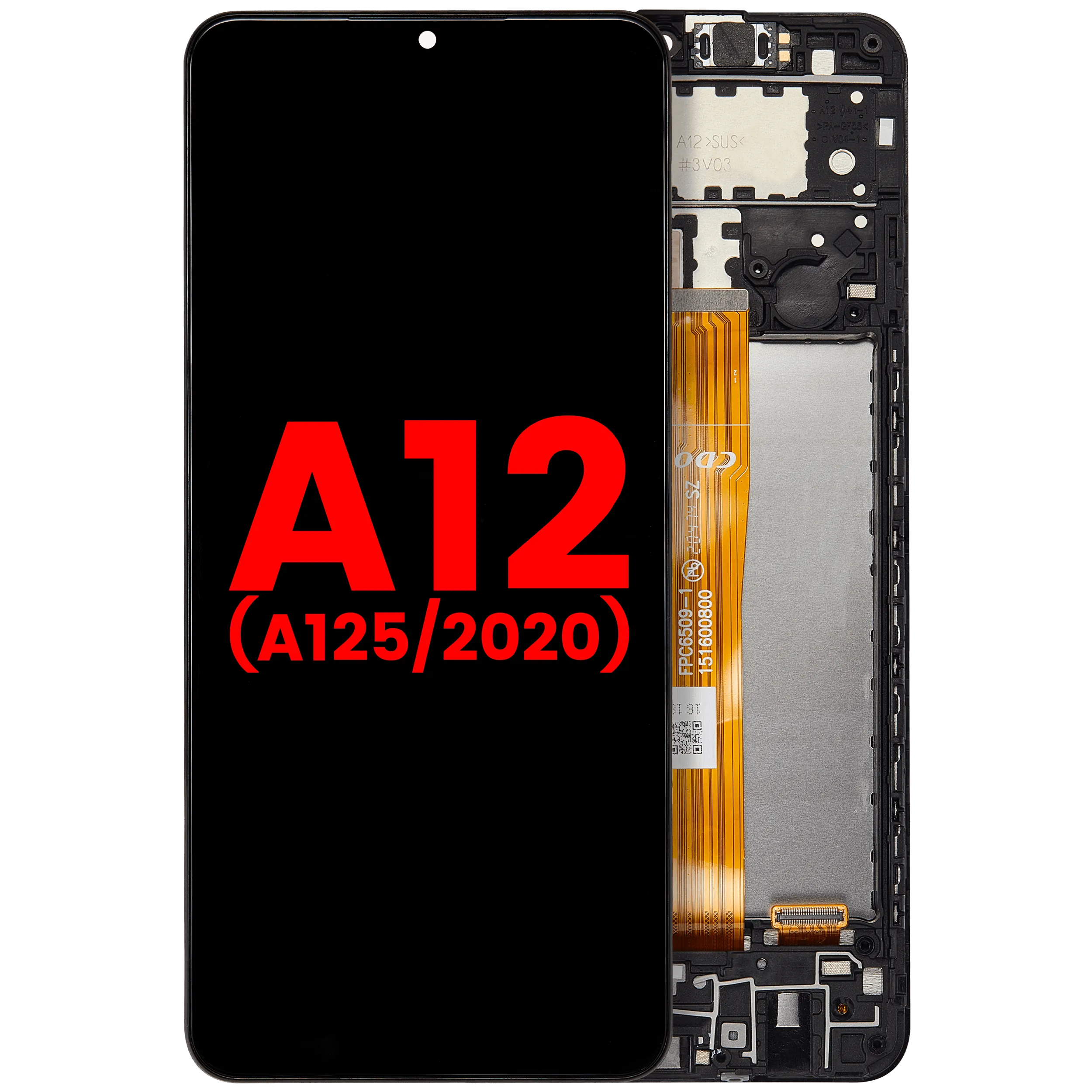 LCD-Display mit Rahmen für Samsung Galaxy A12 (A125 / 2020) (Aftermarket Plus) (Alle Farben)