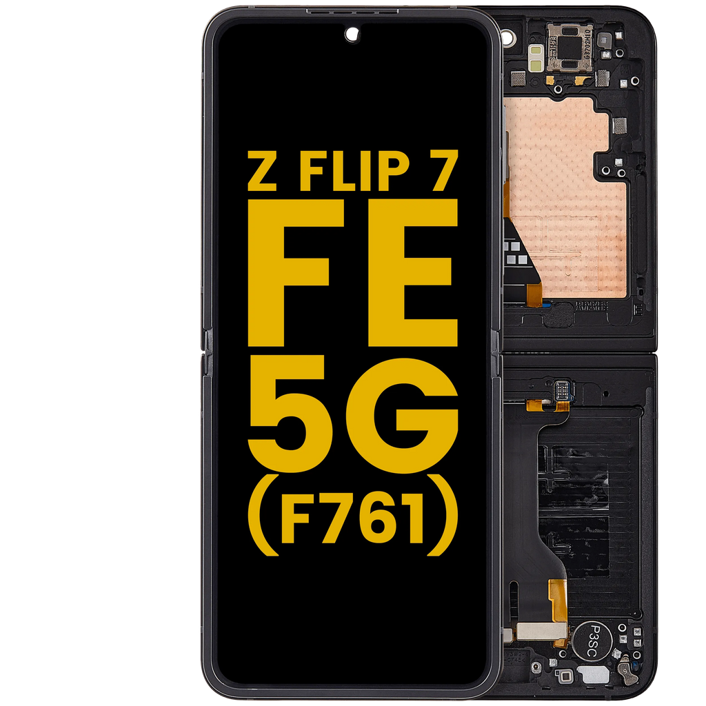 Inner OLED-Display mit Rahmen Compatible für Samsung Galaxy Z Flip 7 FE 5G (F761) (US & International) (Refurbished) (Schwarz)