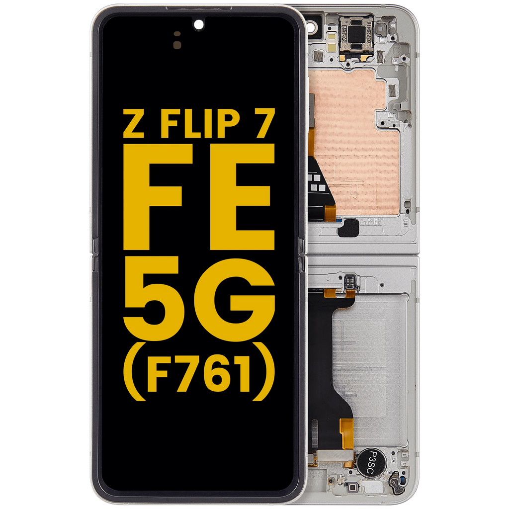 Inner OLED-Display mit Rahmen Compatible für Samsung Galaxy Z Flip 7 FE 5G (F761) (US & International) (Refurbished) (Silver Shadow)