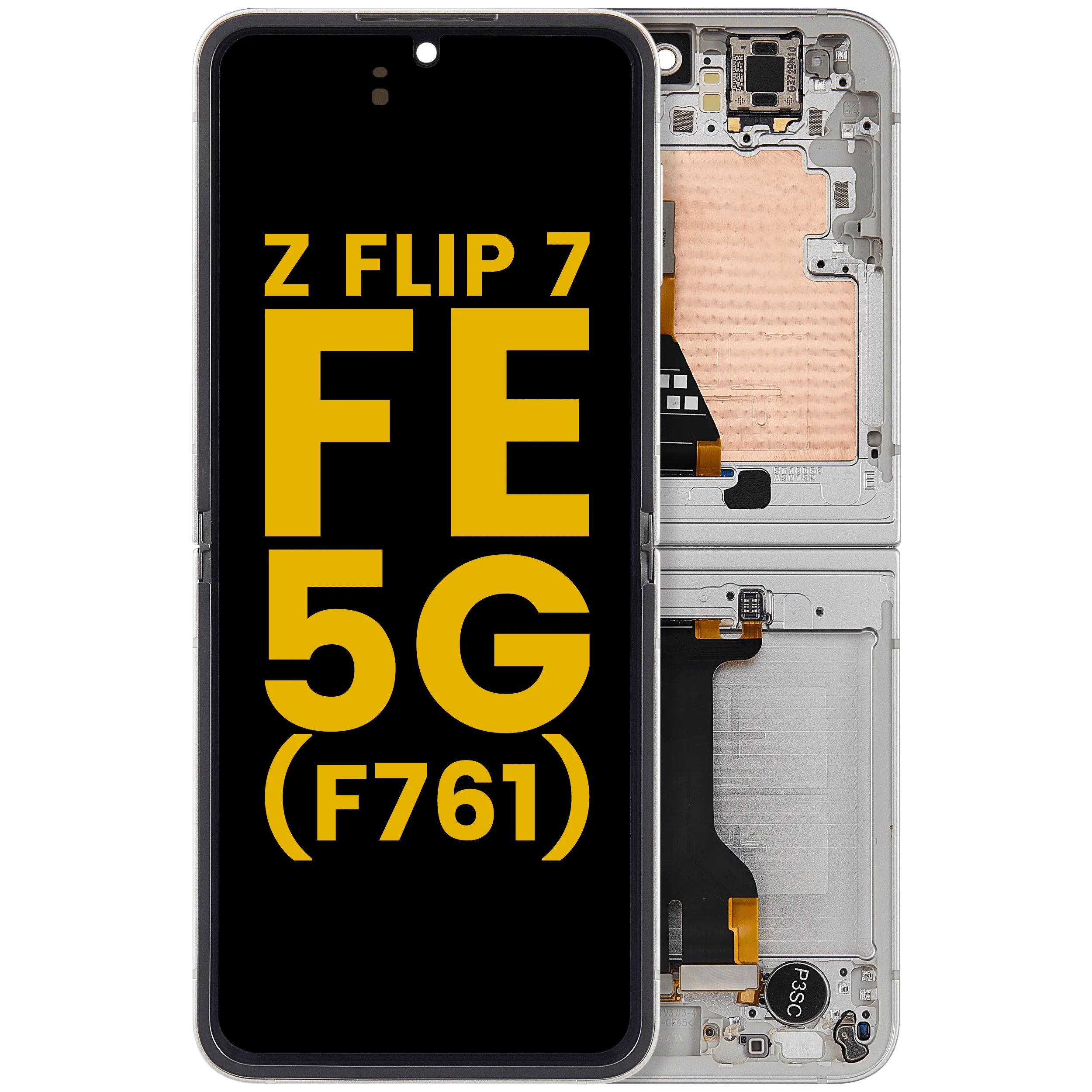 Inner OLED-Display mit Rahmen Compatible für Samsung Galaxy Z Flip 7 FE 5G (F761) (US & International) (Refurbished) (Silver Shadow)