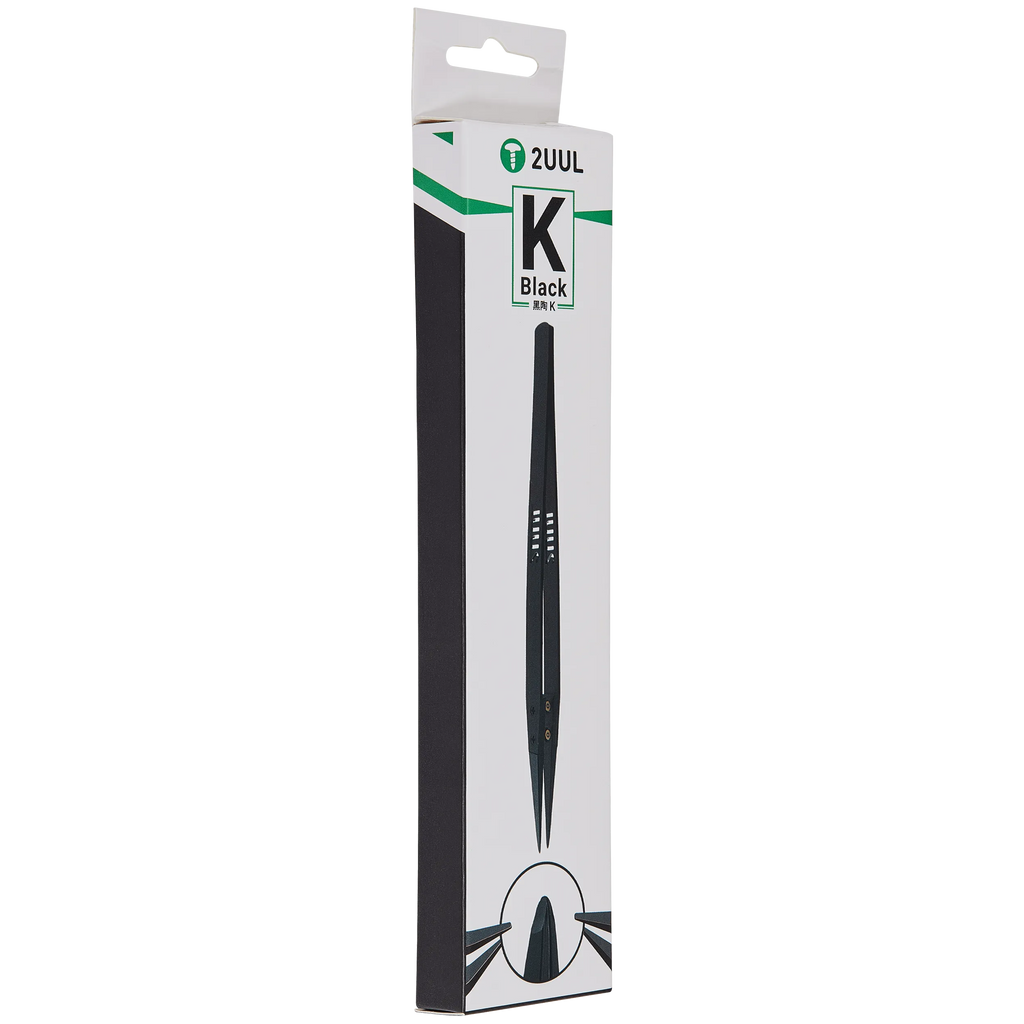 TW32 Black Flat Tip ESD-Safe Ceramic Tweezer (2UUL)