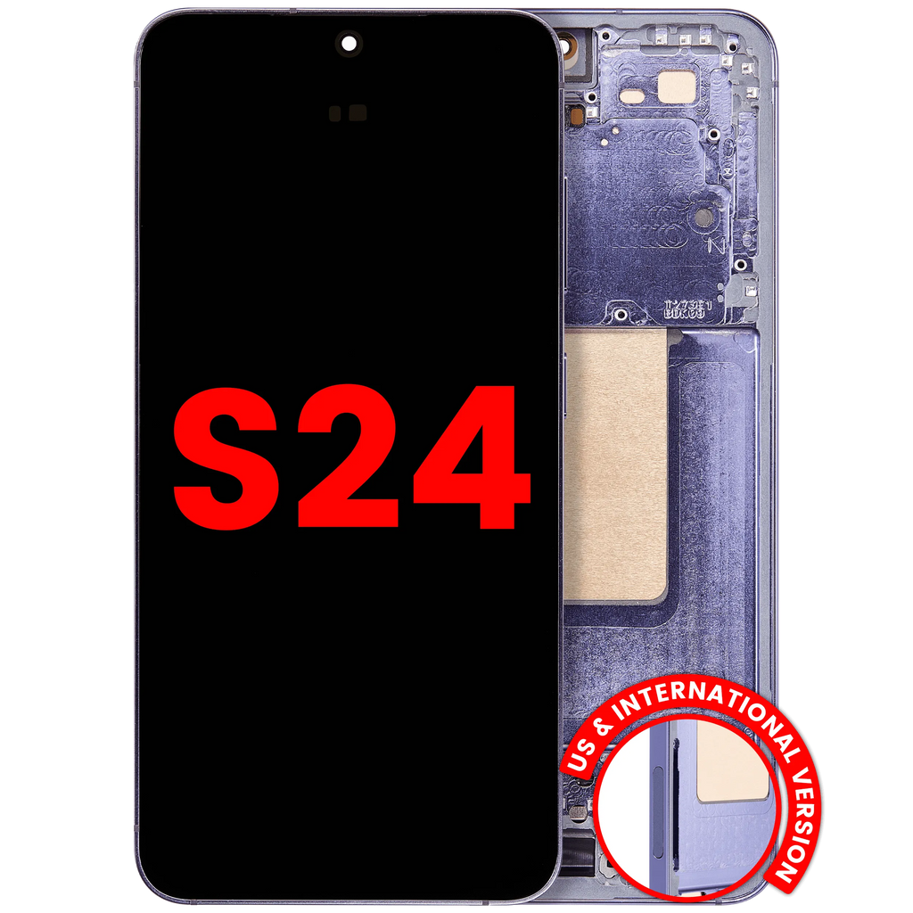 OLED-Display mit Rahmen für Samsung Galaxy S24 5G (US & Internationale Version) (Aftermarket Plus) (Cobalt Violet)