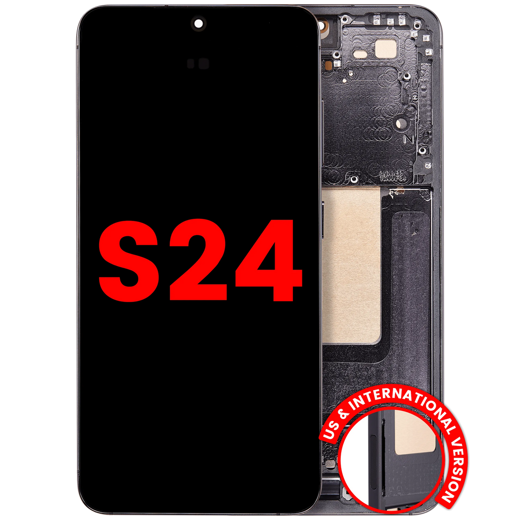 OLED-Display mit Rahmen für Samsung Galaxy S24 5G (US & Internationale Version) (Aftermarket Plus) (Onyx Black)