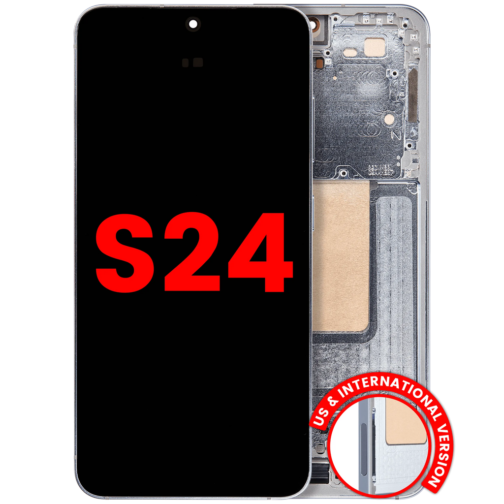 OLED-Display mit Rahmen für Samsung Galaxy S24 5G (US & Internationale Version) (Aftermarket Plus) (Sapphire Blue)