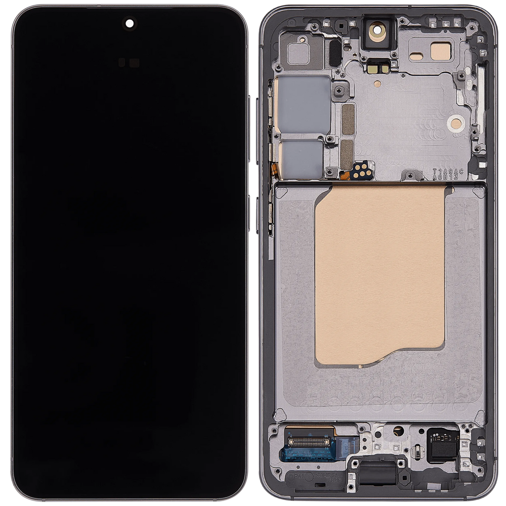 OLED-Display mit Rahmen für Samsung Galaxy S25 5G (US & International) (Aftermarket Plus) (Silver Shadow)