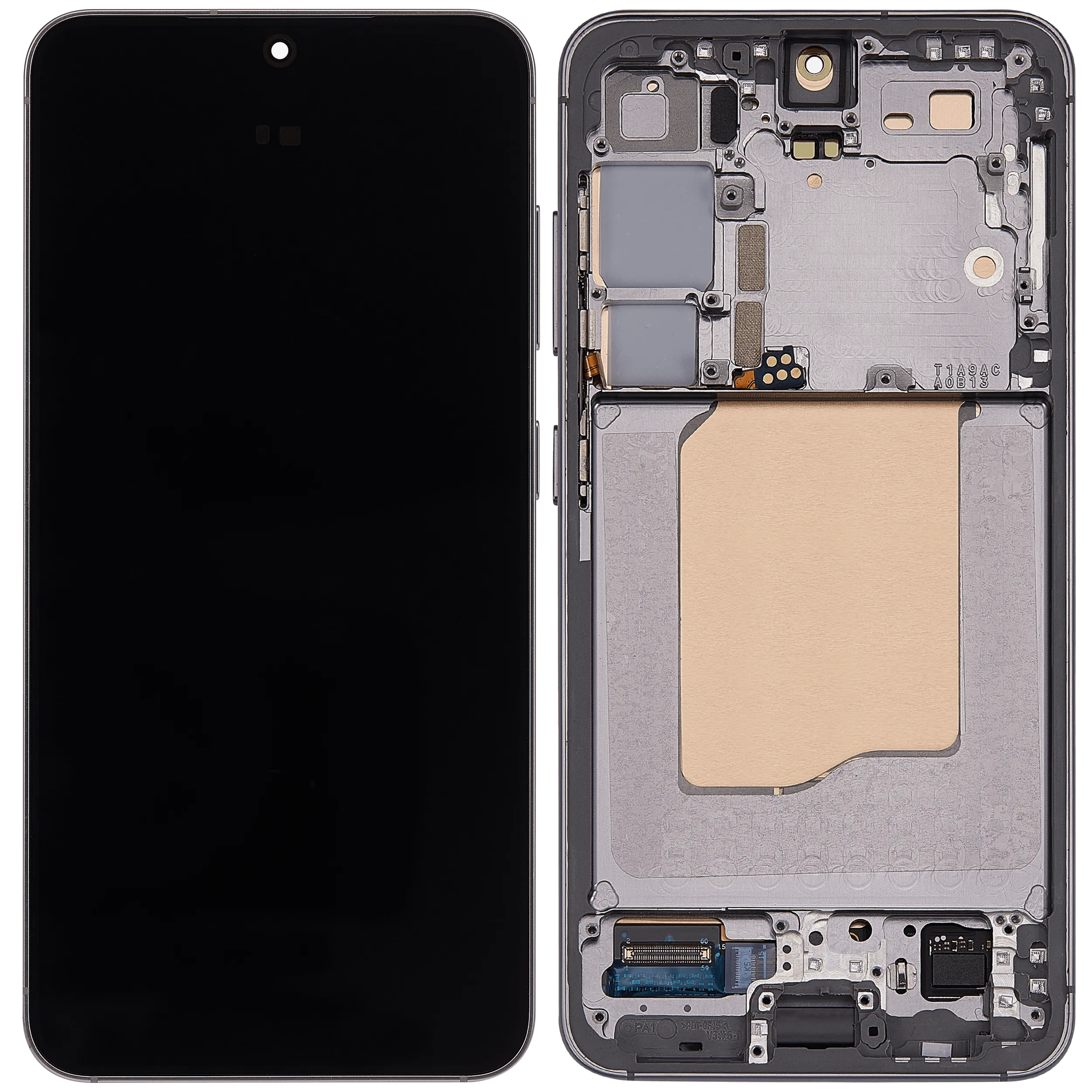 OLED-Display mit Rahmen für Samsung Galaxy S25 5G (US & International) (Aftermarket Plus) (Silver Shadow)