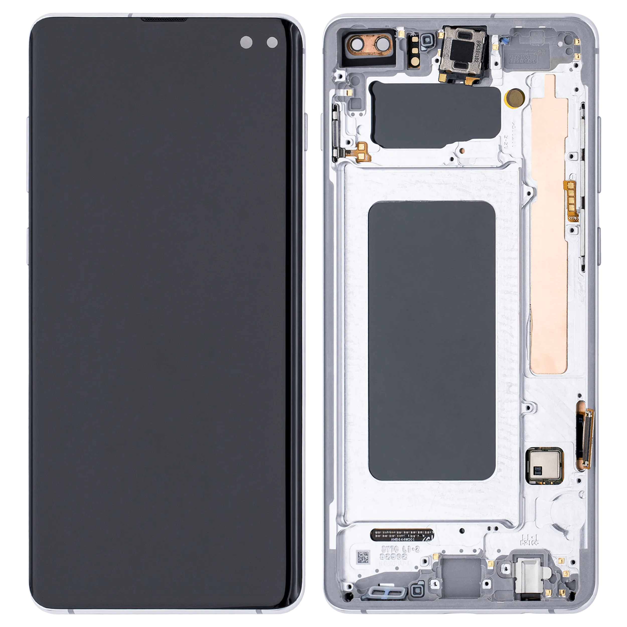 OLED-Display mit Rahmen für Samsung Galaxy S10 Plus (Aftermarket Plus) (Prism White)