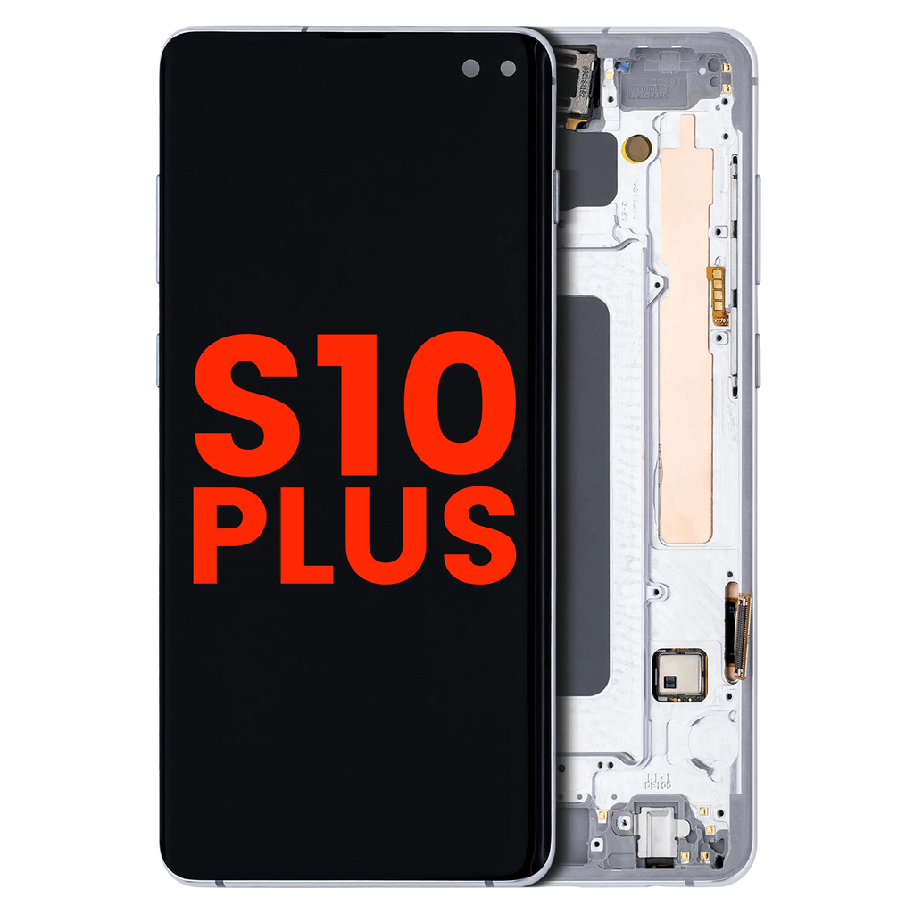 OLED-Display mit Rahmen für Samsung Galaxy S10 Plus (Aftermarket Plus) (Prism White)