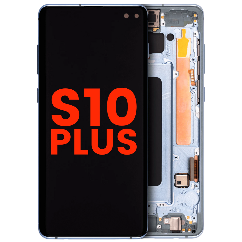 OLED-Display mit Rahmen für Samsung Galaxy S10 Plus (Aftermarket Plus) (Prism Blue)