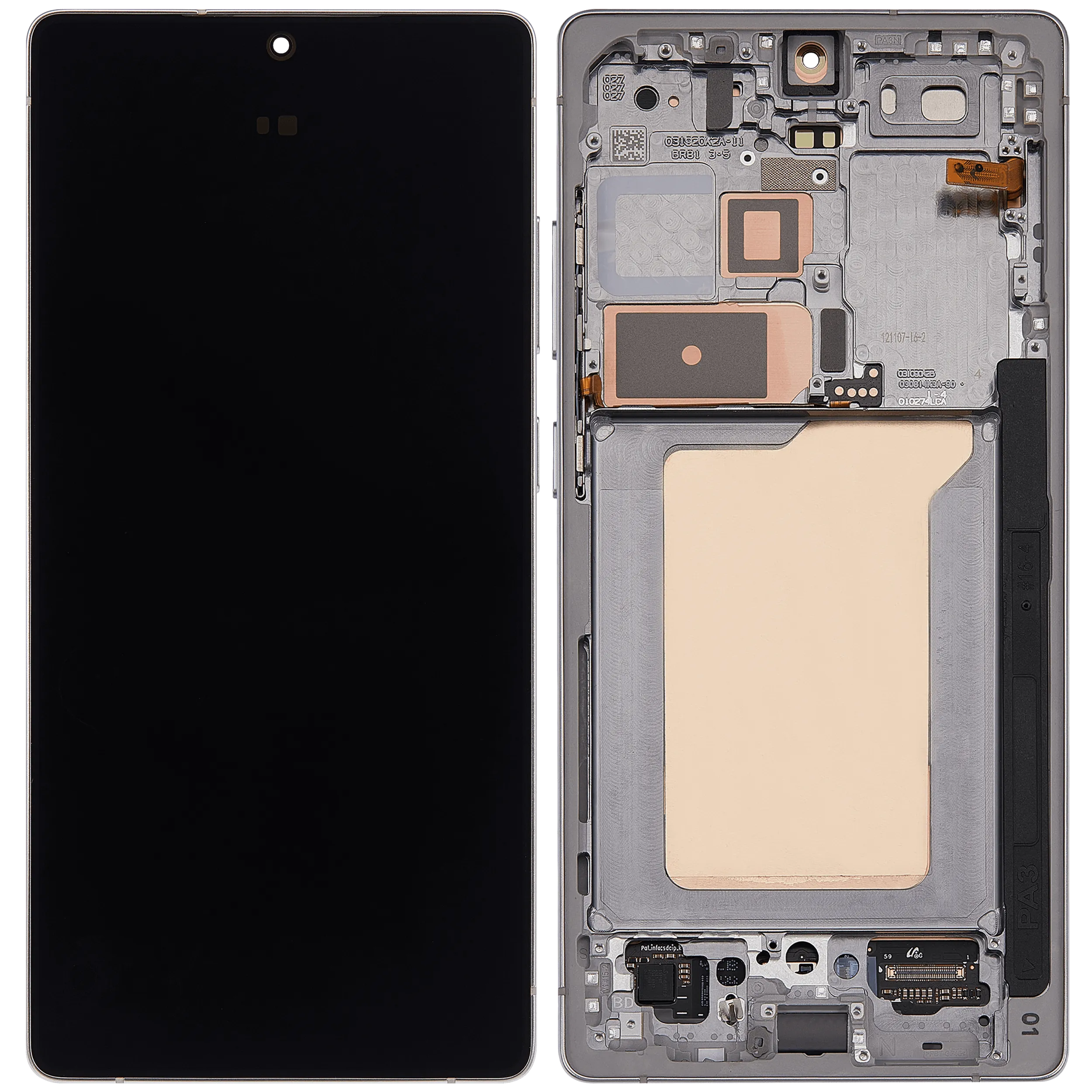 OLED-Display mit Rahmen für Samsung Galaxy S25 Ultra 5G (US & International) (Aftermarket Pro) (120Hz) (Titanium Weiß Silber)