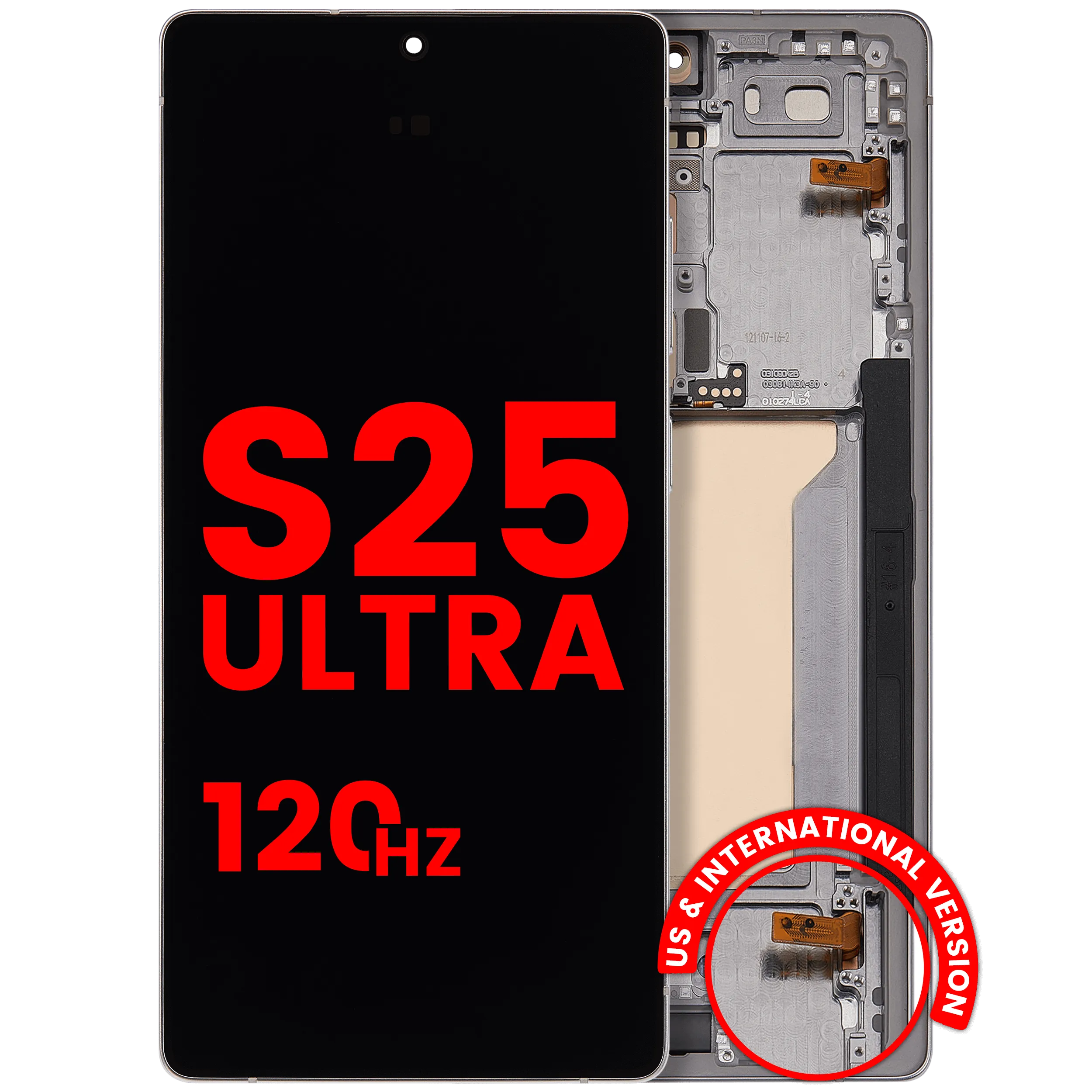 OLED-Display mit Rahmen für Samsung Galaxy S25 Ultra 5G (US & International) (Aftermarket Pro) (120Hz) (Titanium Weiß Silber)