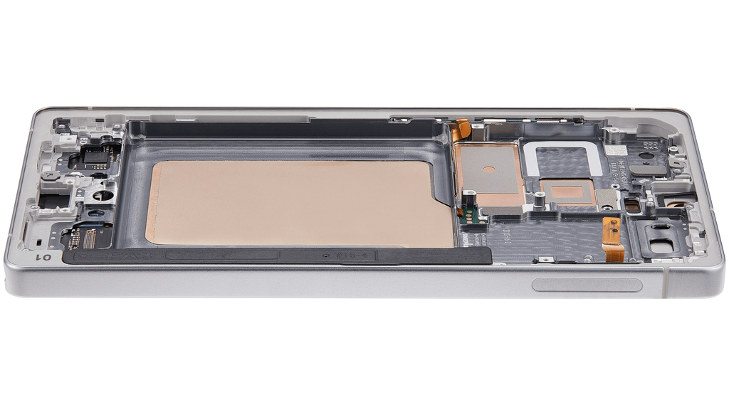 OLED-Display mit Rahmen für Samsung Galaxy S25 Ultra 5G (US & International) (Aftermarket Pro) (120Hz) (Titanium Weiß Silber)