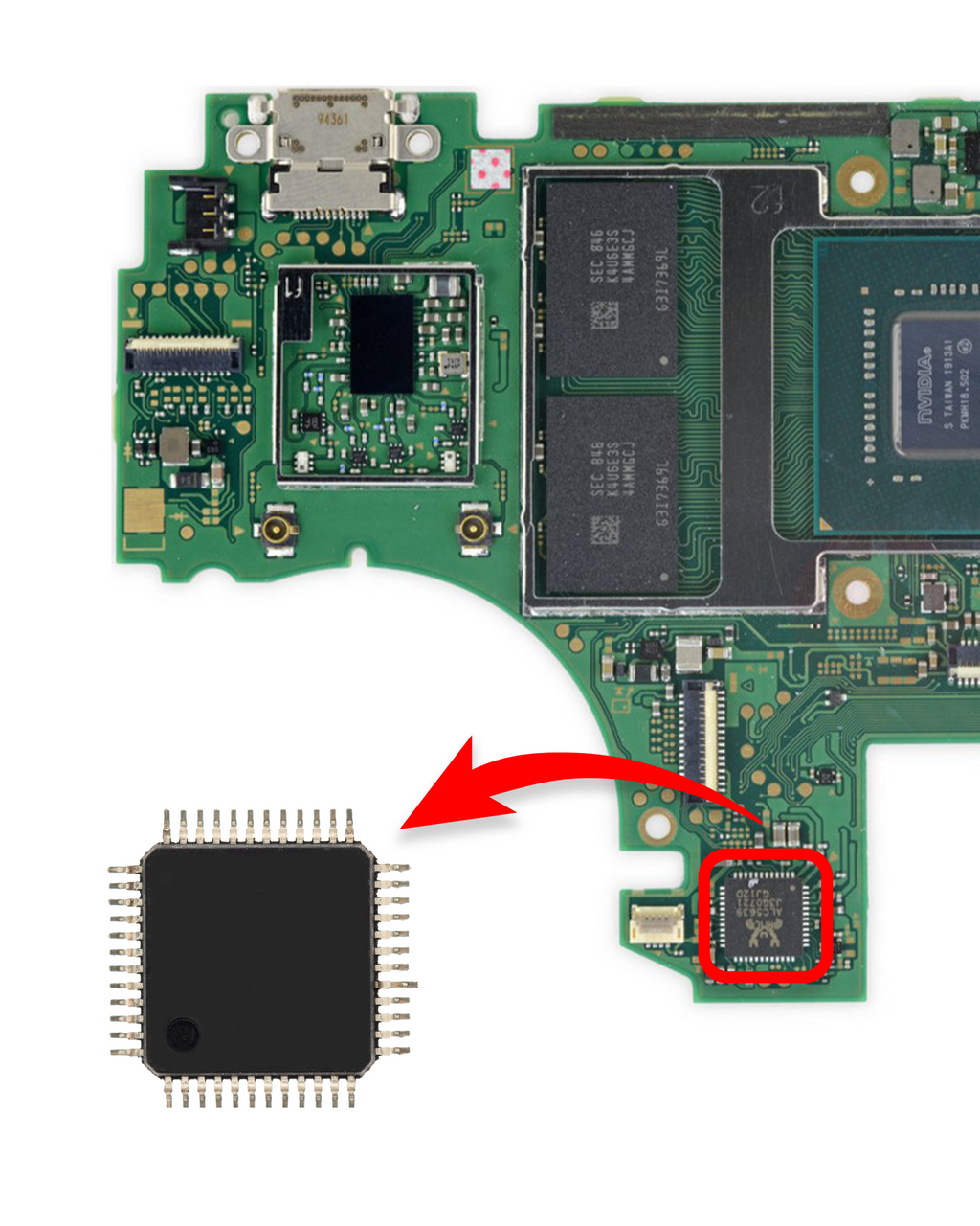 Stored Data Master Control IC for Nintendo Switch / Nintendo Switch Lite (STM32F038C6T6) (Soldering Required)