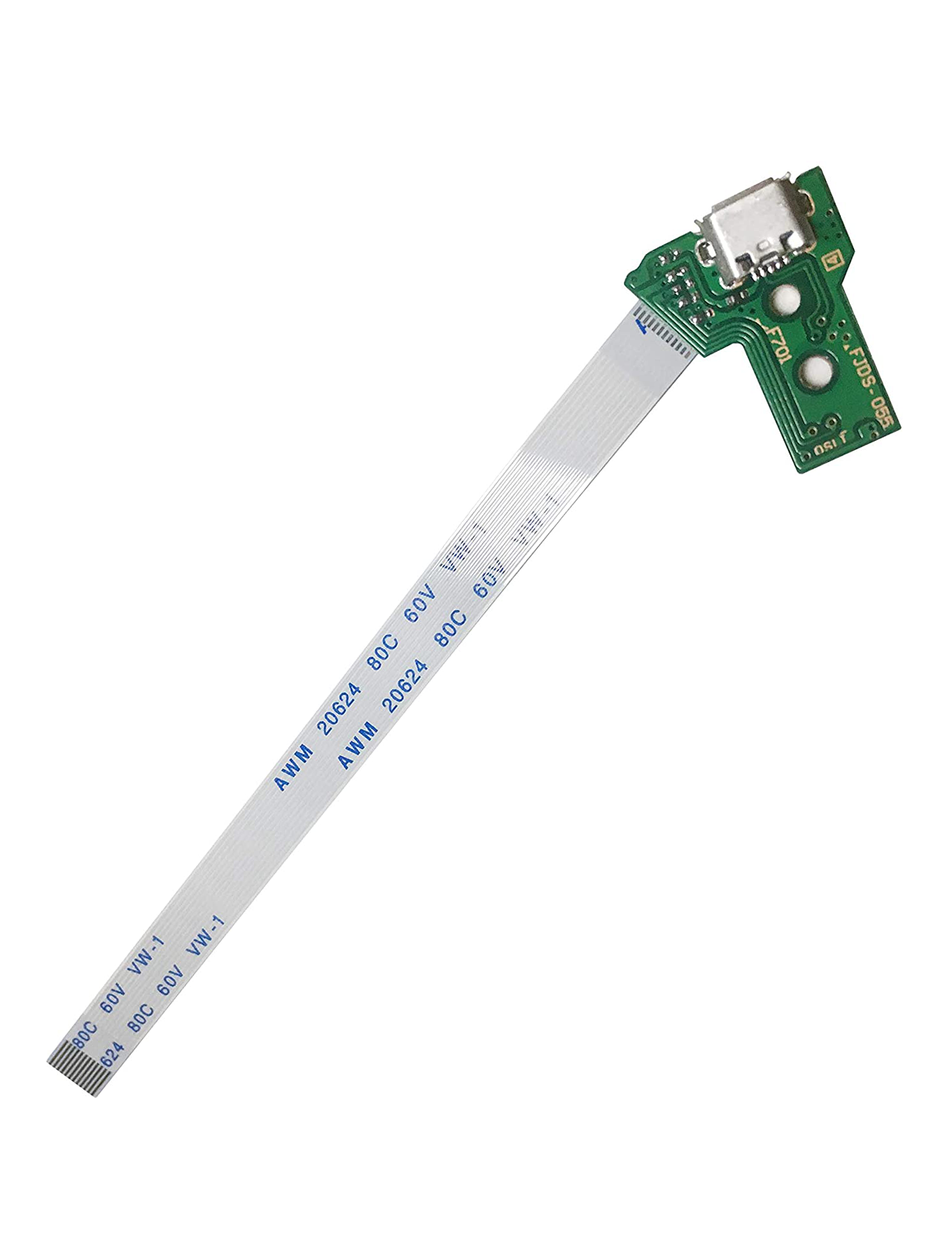 Micro USB Charging Port Board with 12-Pin Flex Cable for PlayStation 4 Controller (Version 1: JDS-050 / JDS-055)