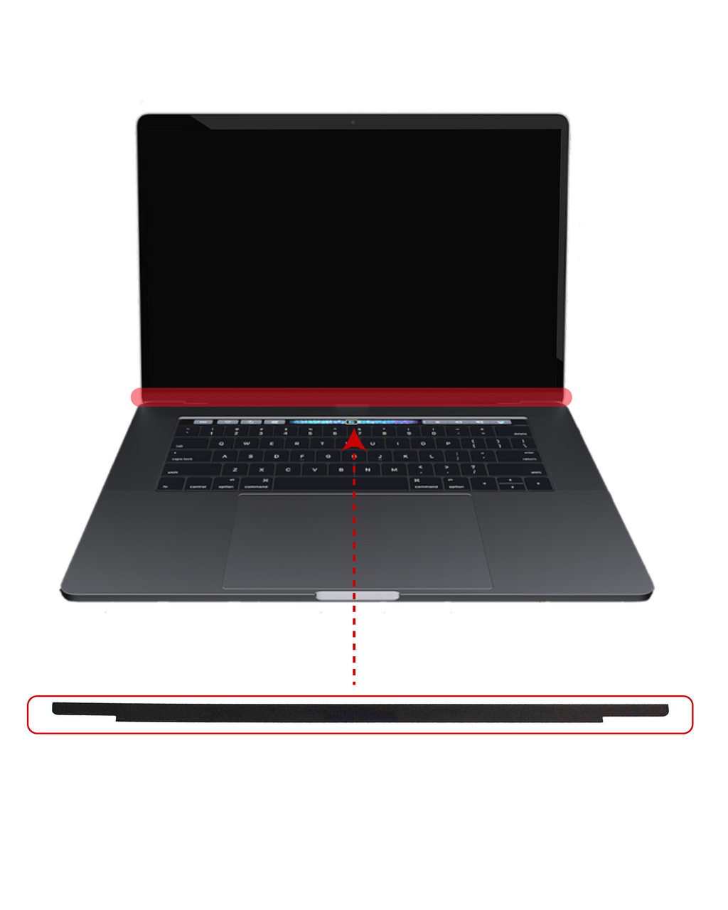 Unterer Blendenstreifen (ohne Logo) für MacBook Retina 12 A1534 9er-Pack