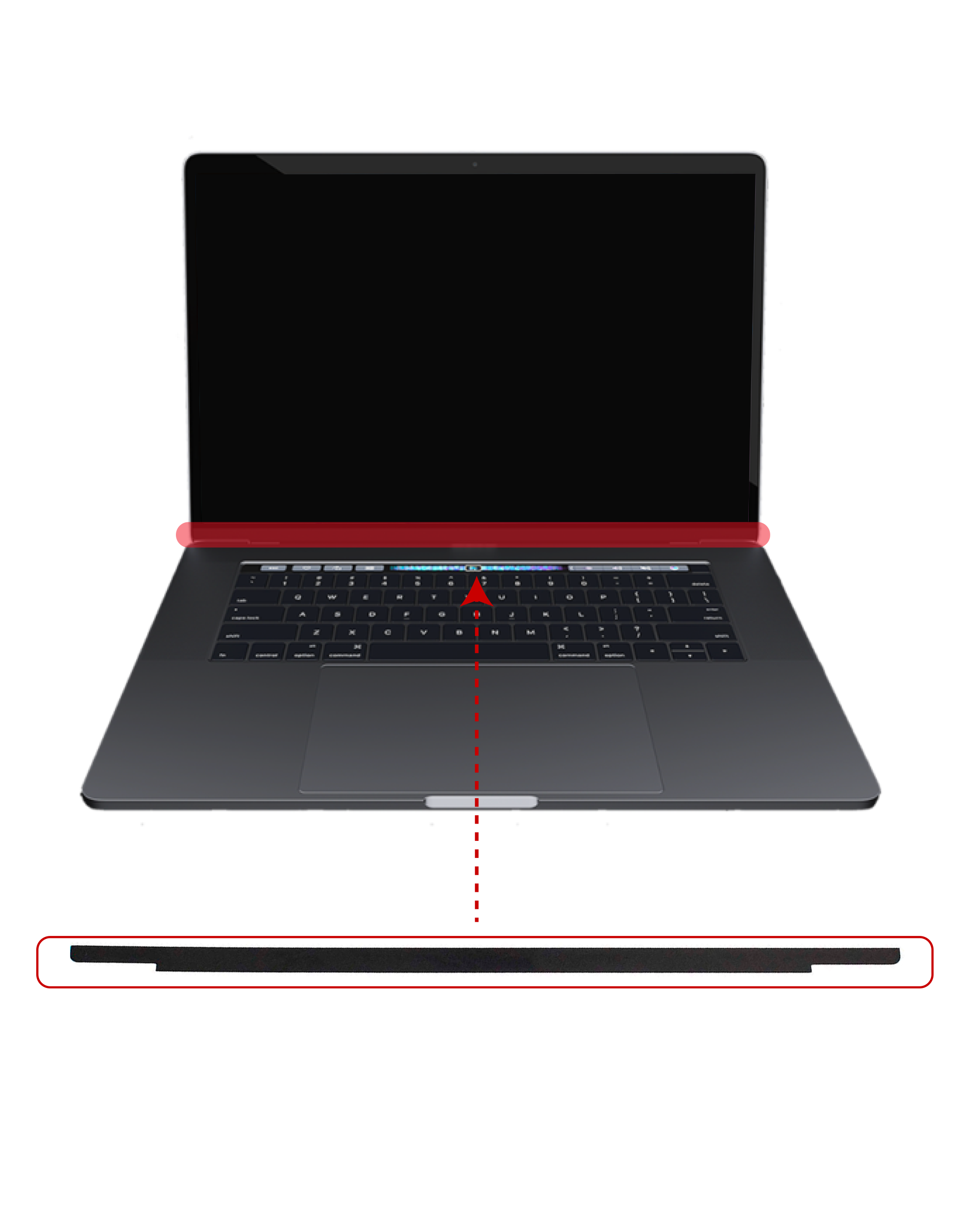 Unterer Blendenstreifen (ohne Logo) für MacBook Retina 12 A1534 9er-Pack