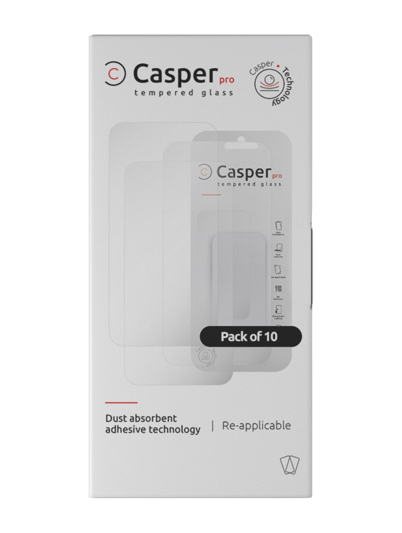 Casper Pro Gehärtetes Glas für iPhone 12 / 12 Pro (10er-Pack) (Klar)