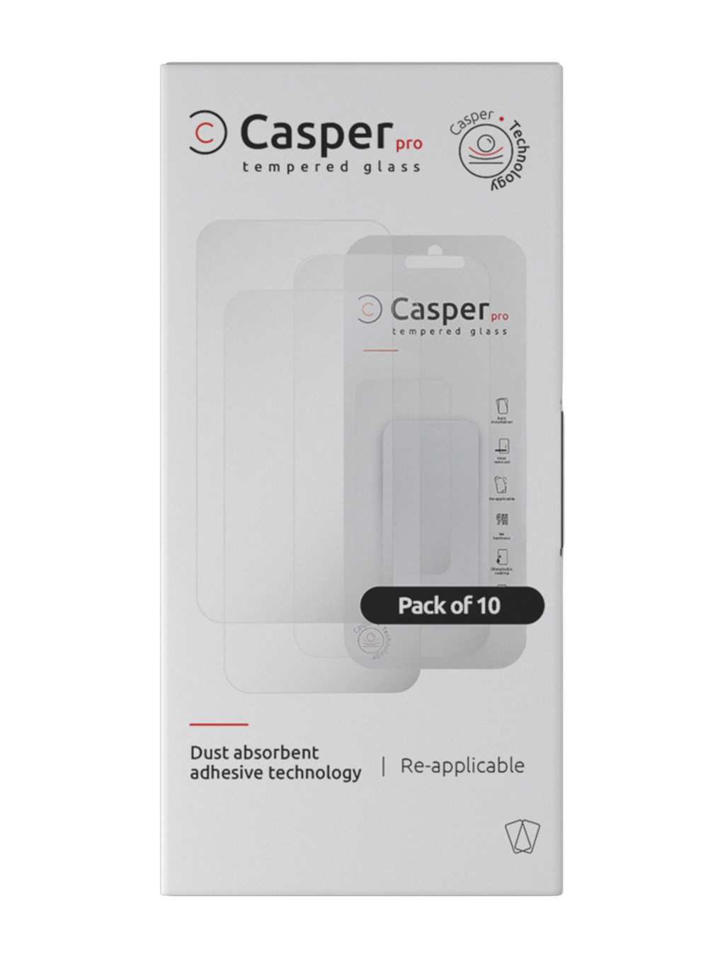 Casper Pro Tempered Glass for iPhone 12 Mini (Case Friendly) (10 Pack) (Clear)