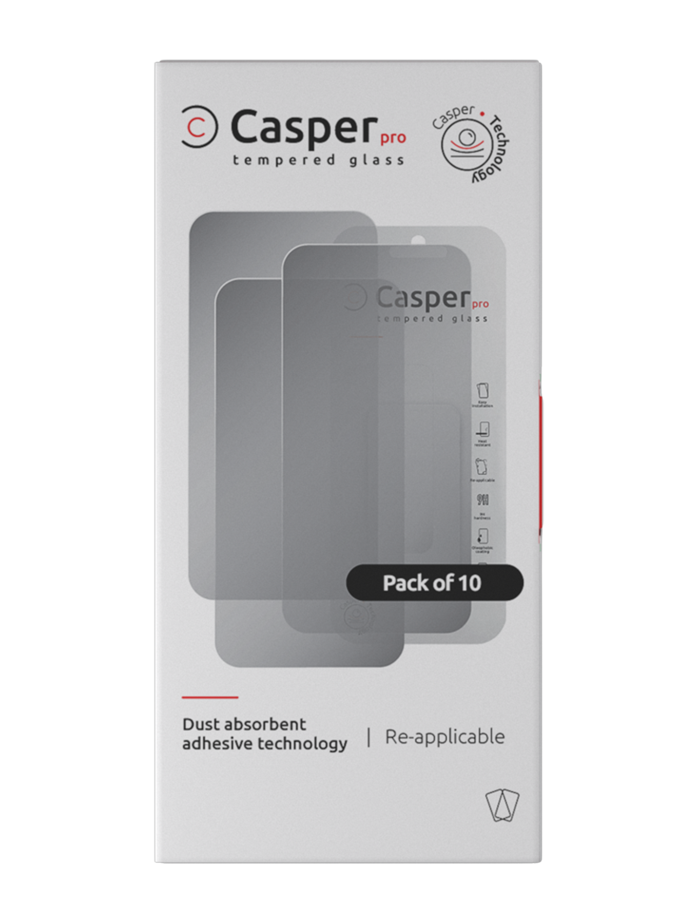 Casper Pro Temperglas für iPhone X / XS / 11 Pro (10er-Pack) (Privacy)