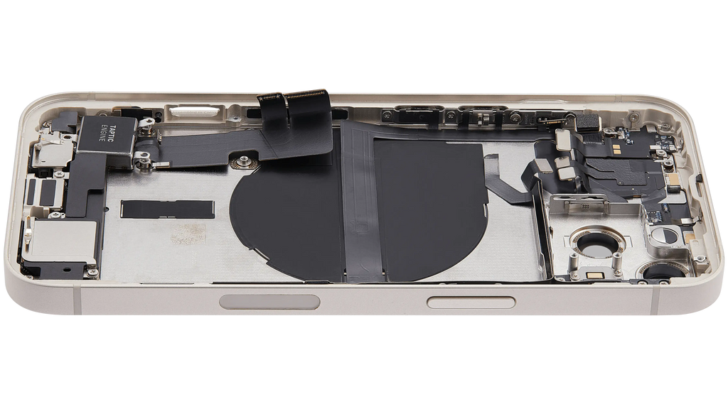 Backcover/Rahmen mit Ladebuchse Flex & Small Parts für iPhone 13 (US-Version) (gebrauchter OEM-Ausbau, Qualität C) (Starlight)