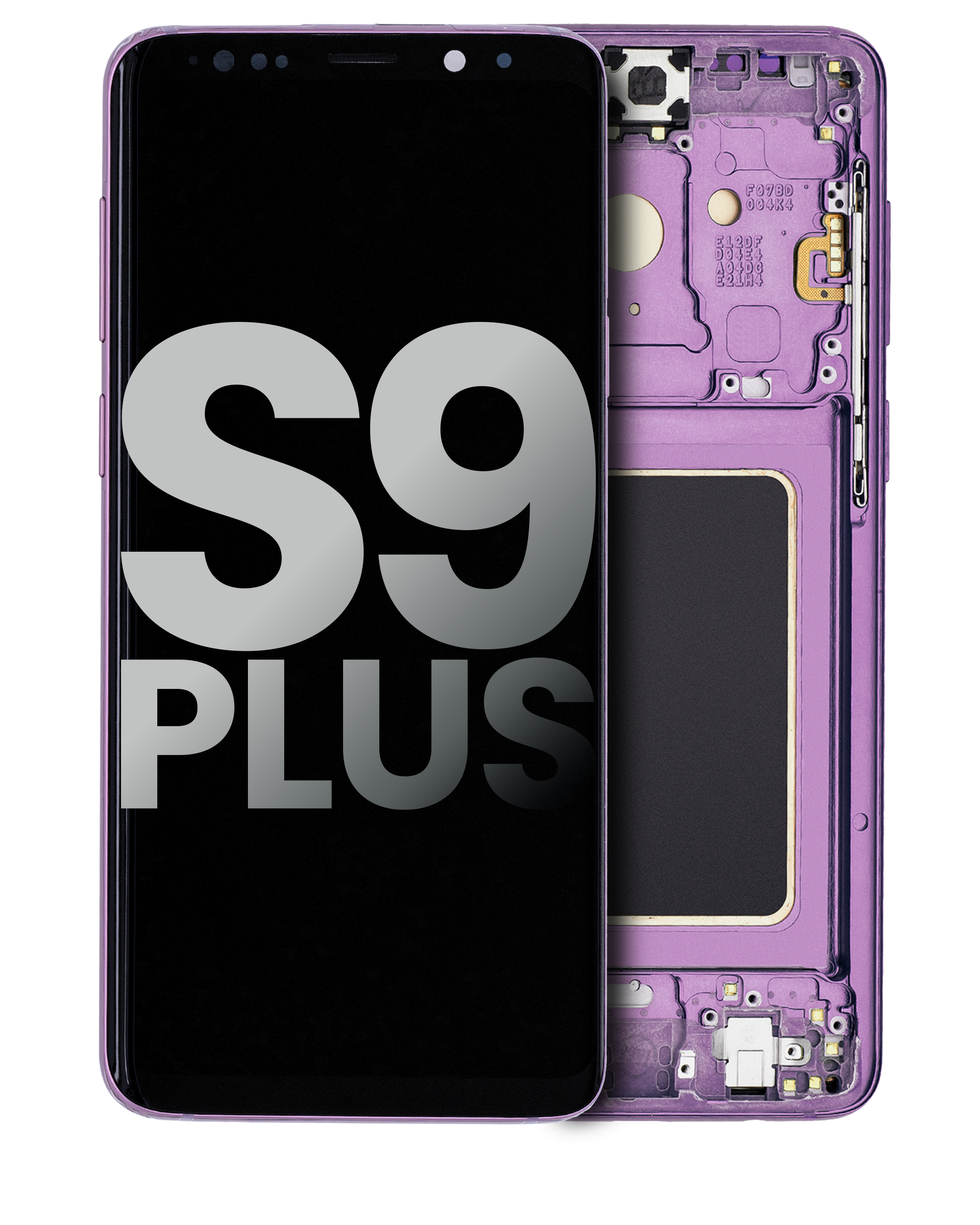 OLED-Display mit Rahmen für Samsung Galaxy S9 Plus (gebrauchter OEM-Ausbau, Qualität B/C) (Lilac Purple)