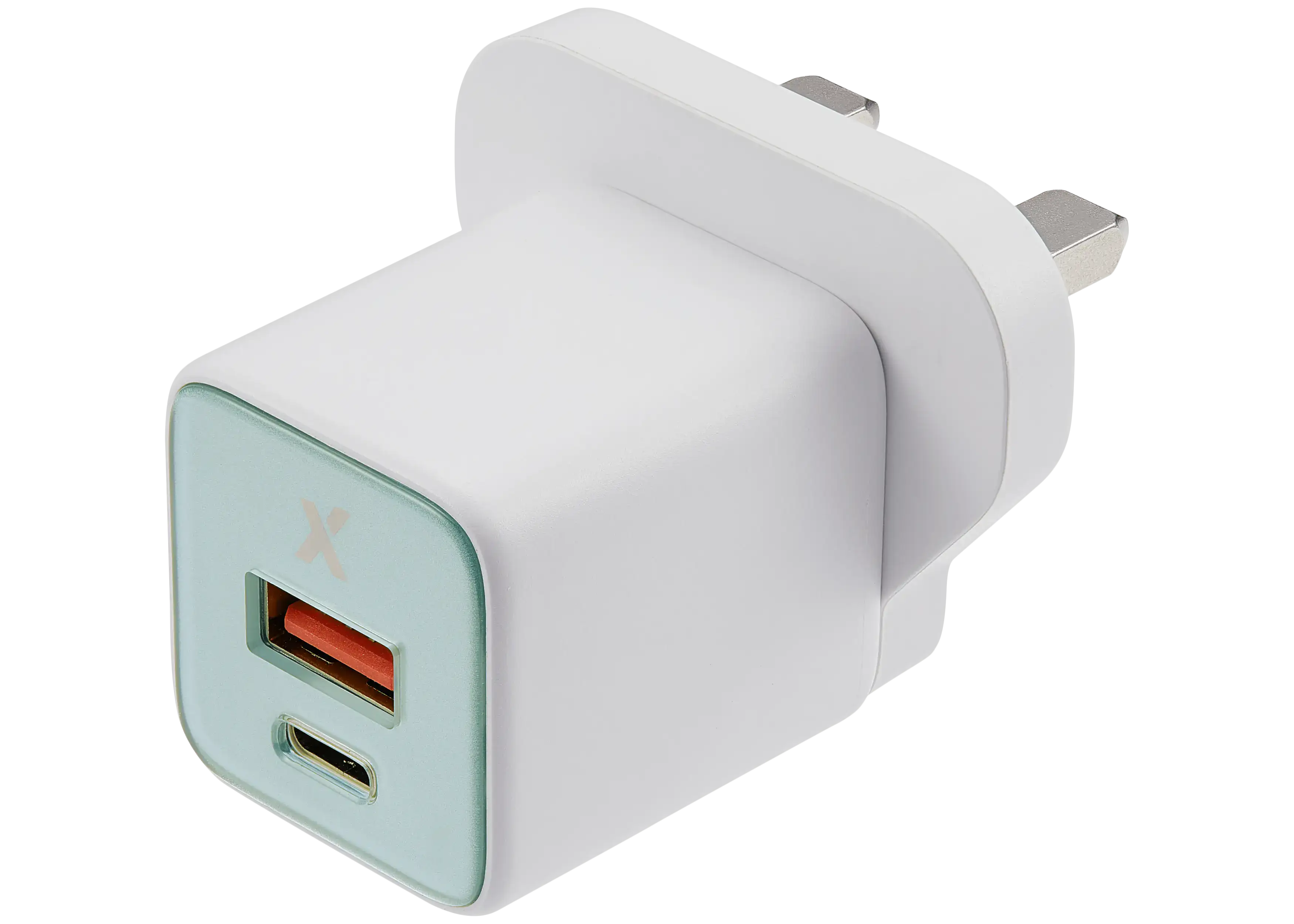 AmpSentrix 30W 2-in-1 USB-C / USB-A Wall Adapter (220V / UK Plug) (Teal)