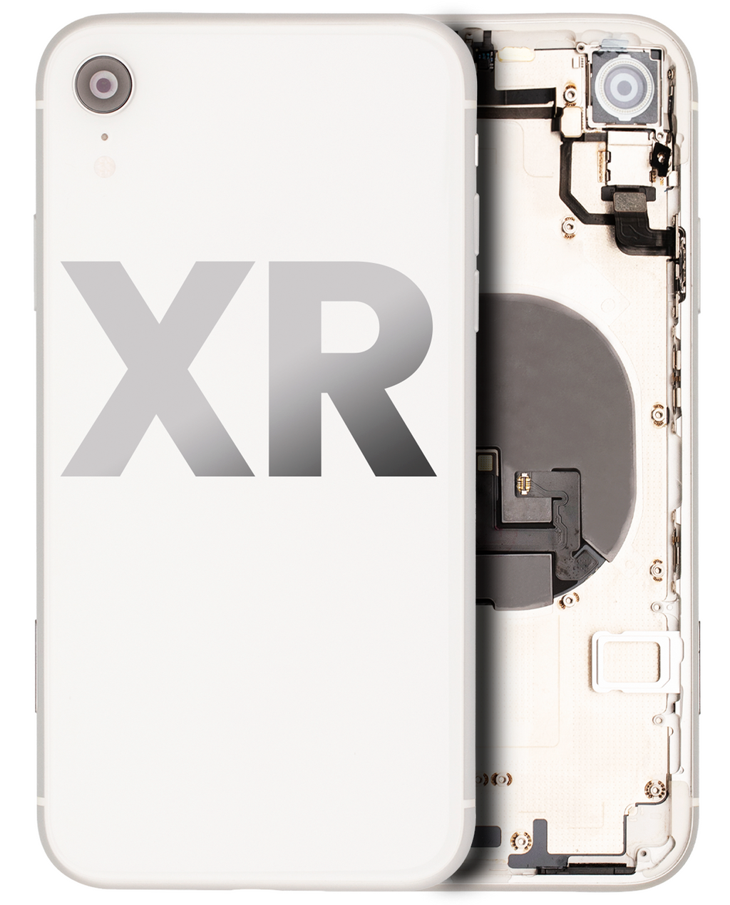 Backcover/Rahmen mit Small Components Pre-Installed für iPhone XR (gebrauchter OEM-Ausbau, Qualität A) (Weiß)